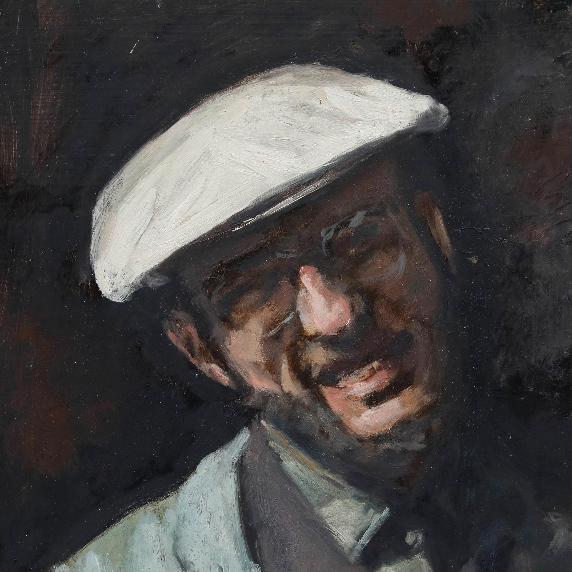 George Weissbort (1928-2013) - Huile du 20e siècle, Le bonnet blanc en vente 3