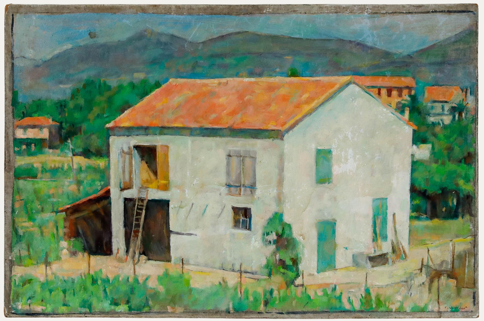 Paesaggio continentale, olio su tavola. Firmato "G. Weisbort" in basso a destra. 