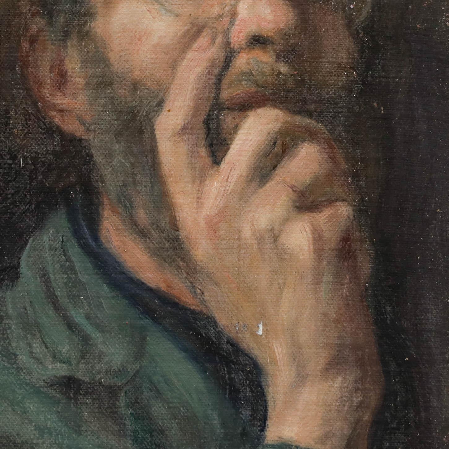 George Weissbort (1928-2013) - Olio del XX secolo, Posa pensierosa in vendita 2