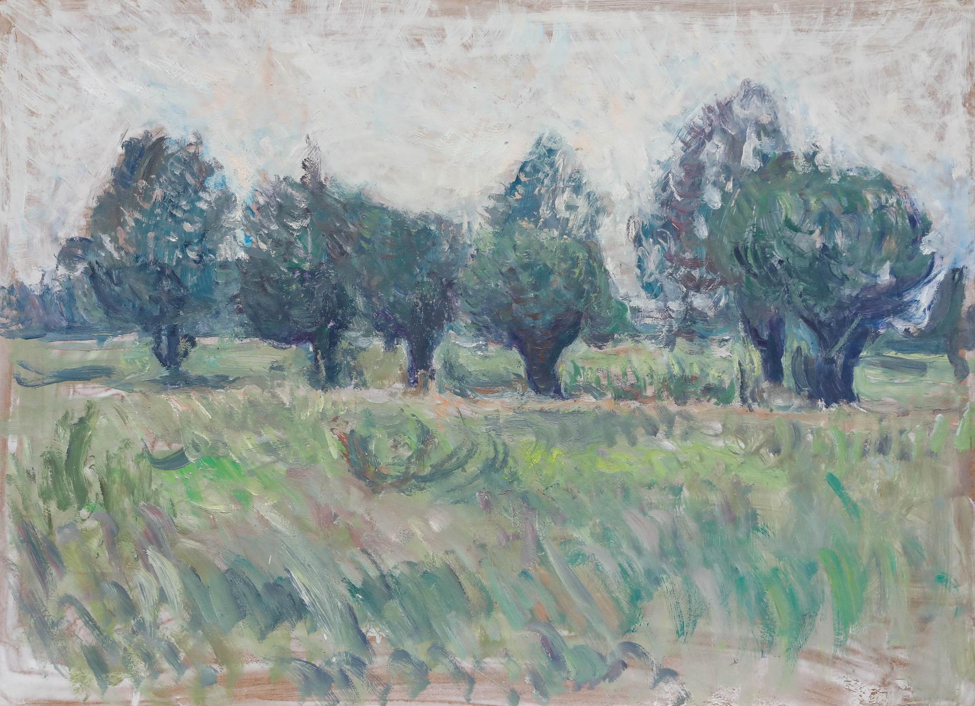 George Weissbort (1928-2013) - 20. Jahrhundert Öl, Bäume in der Brise im Angebot 1