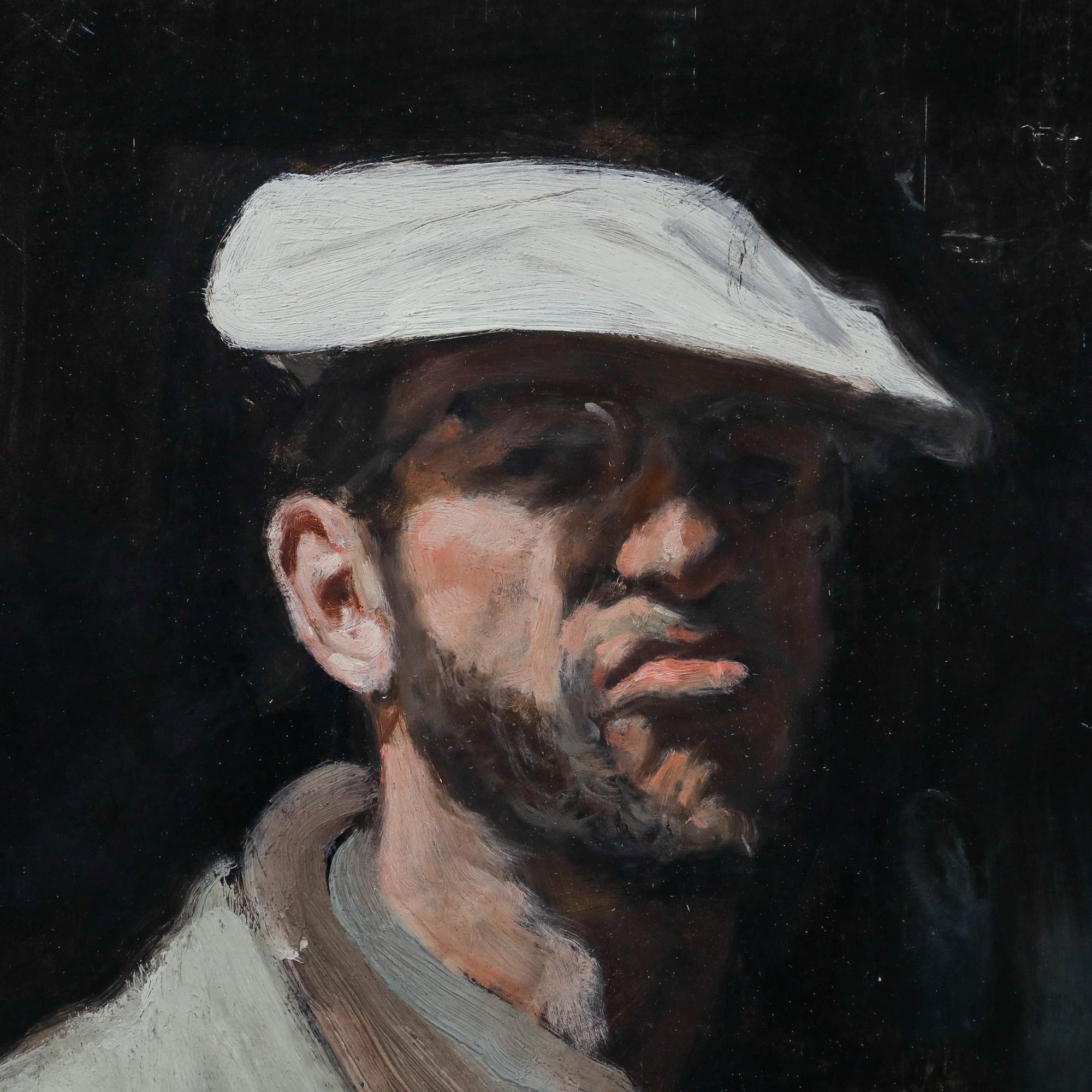 George Weissbort (1928-2013) - Huile du 20e siècle, Weissbort avec une casquette blanche en vente 3