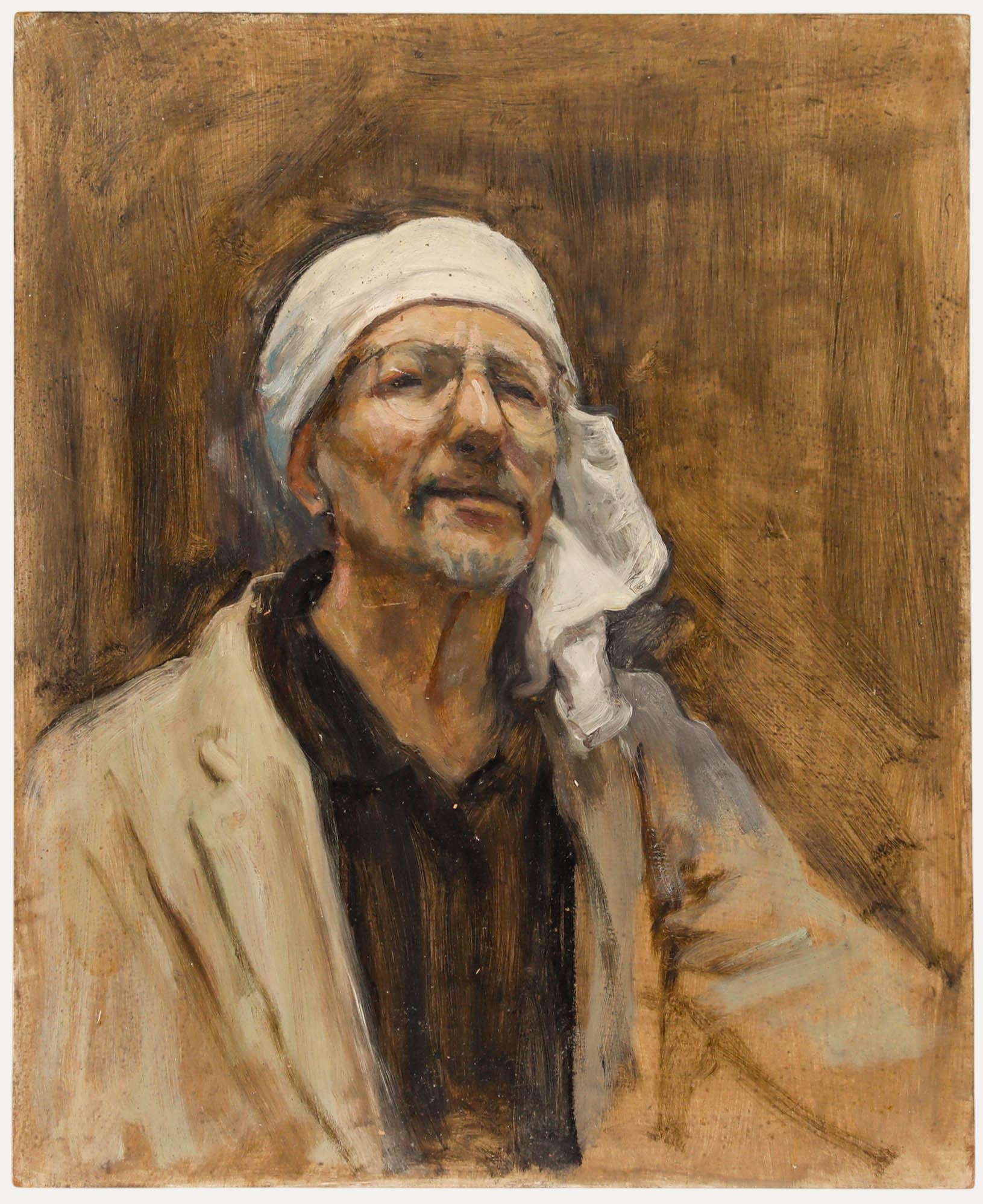Self-Portrait, Öl auf Karton. Nicht signiert. (Provenienz: Studio Sale, George Weissbort). 