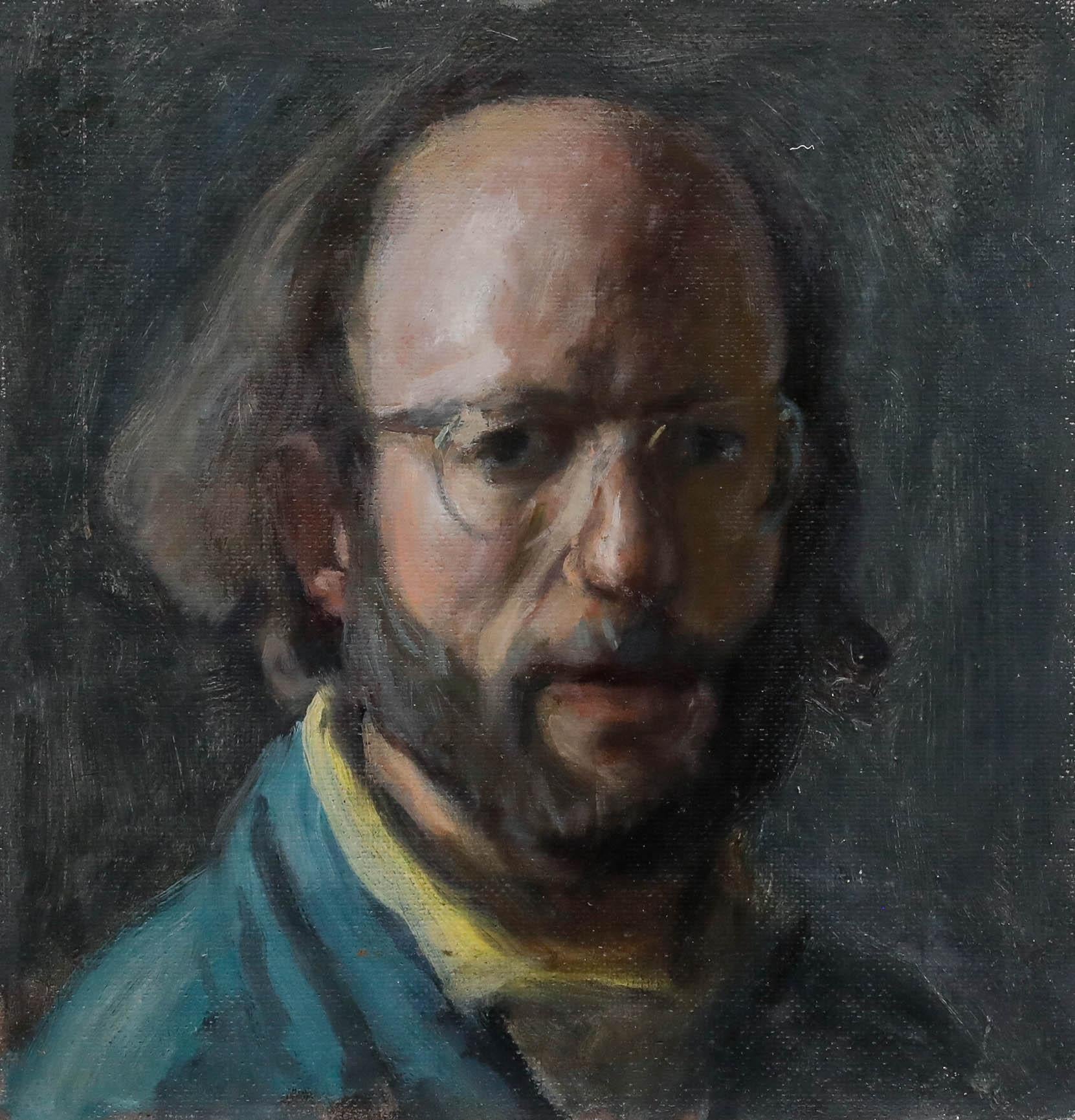 George Weissbort (1928-2013) - 20th Century Oil, Weissbort in a Yellow Shirt For Sale 1