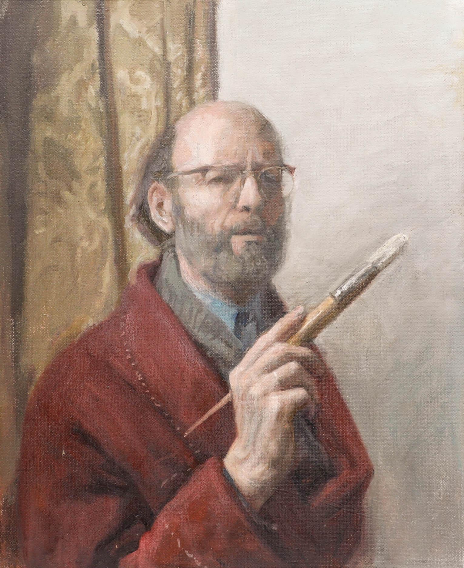 George Weissbort (1928-2013) - 20th Century Oil, Weissbort with Paintbrush For Sale 1
