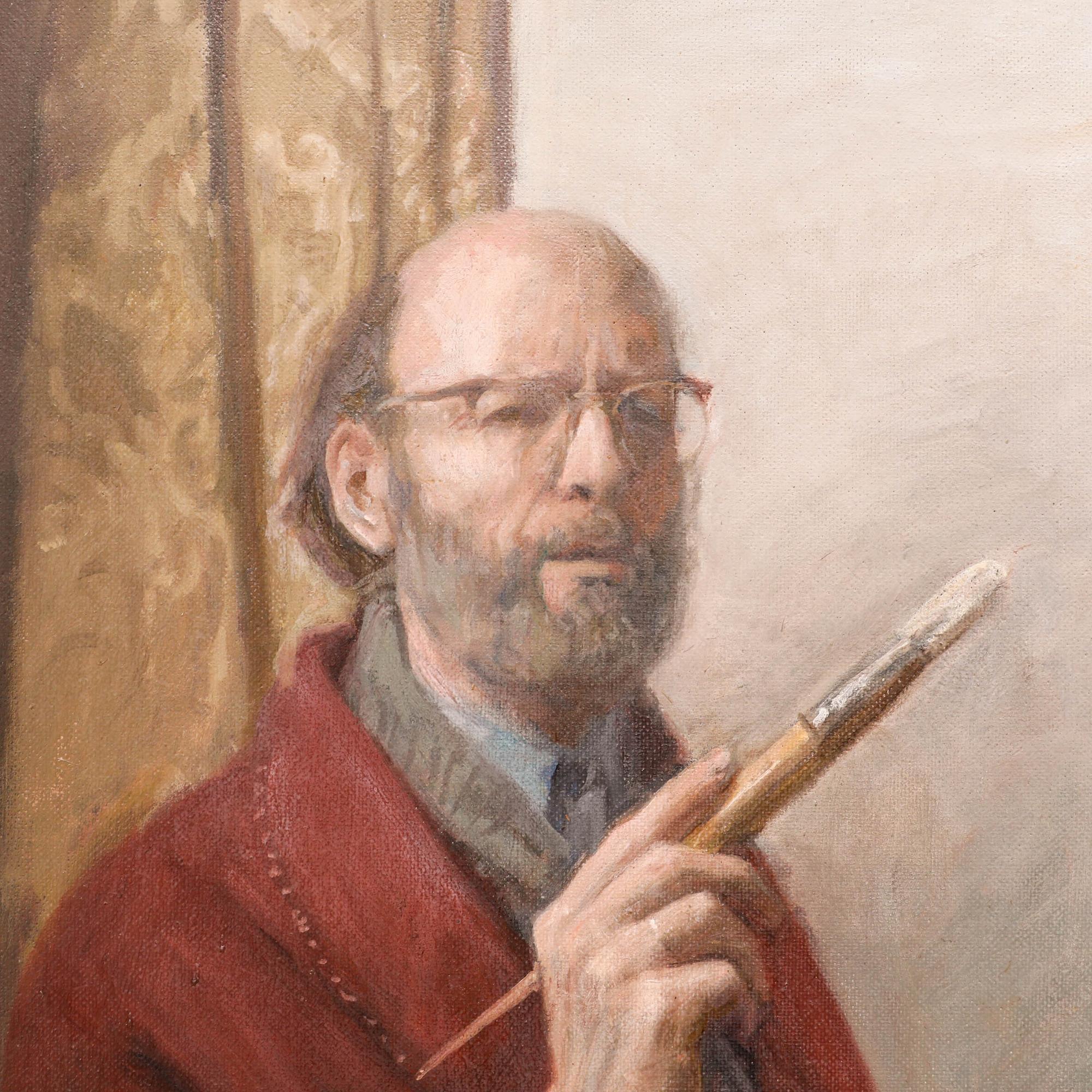 George Weissbort (1928-2013) - 20th Century Oil, Weissbort with Paintbrush For Sale 3