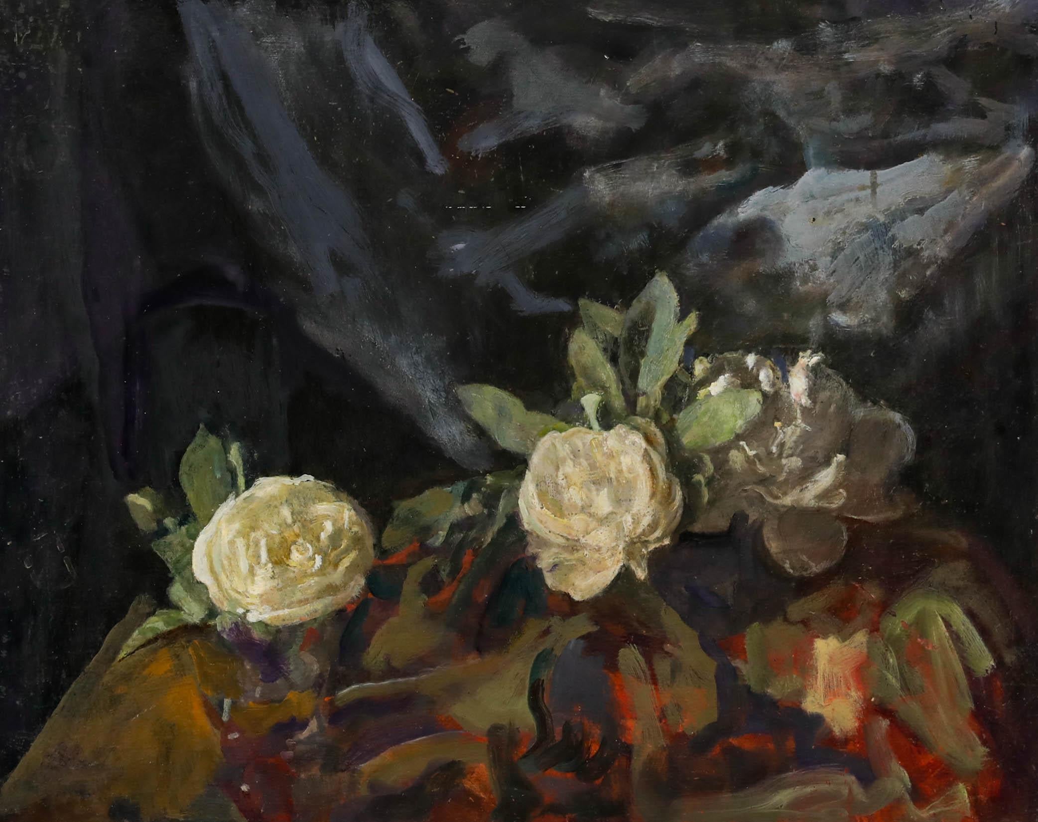 George Weissbort (1928-2013) - 20th Century Oil, White Roses For Sale 1