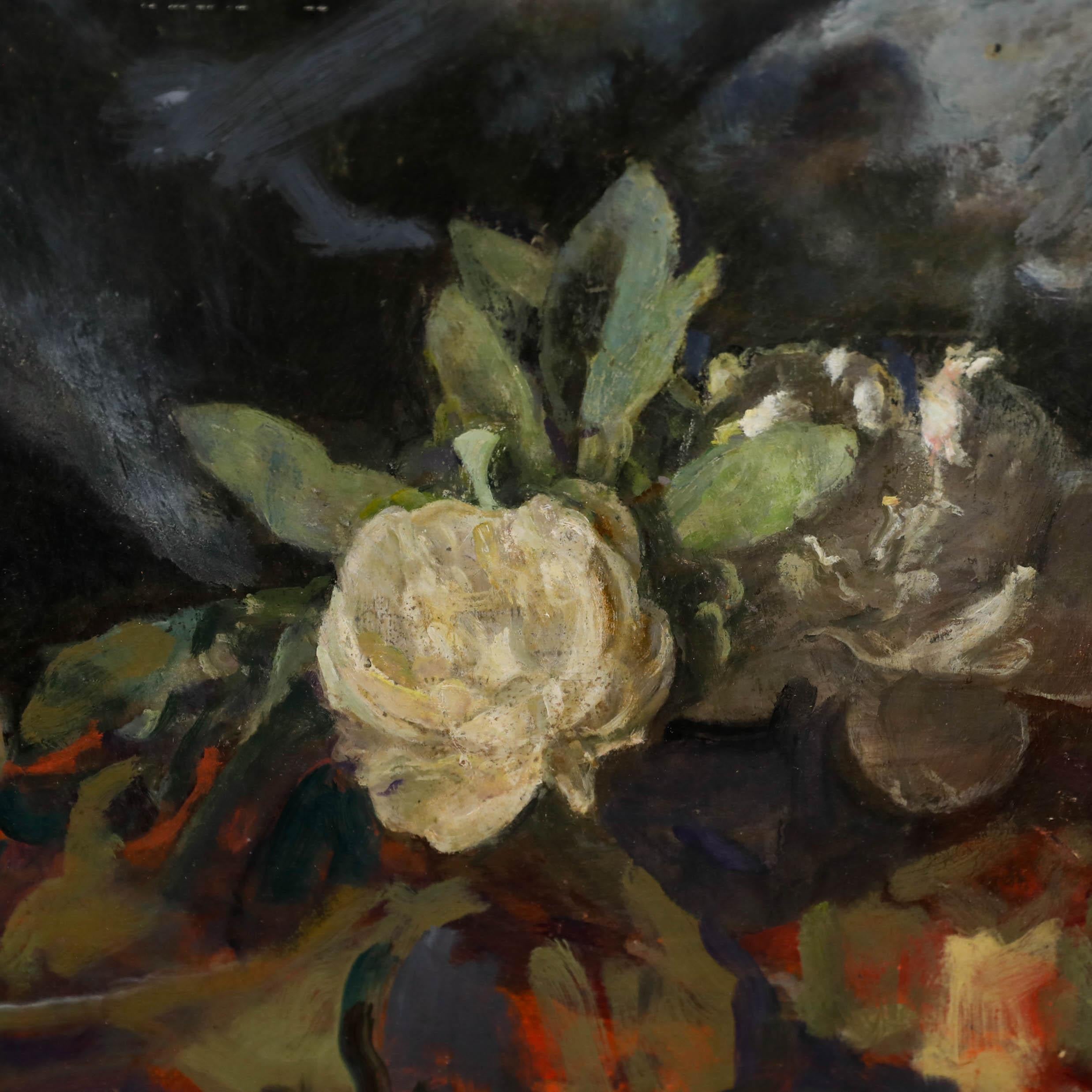 George Weissbort (1928-2013) - 20th Century Oil, White Roses For Sale 3