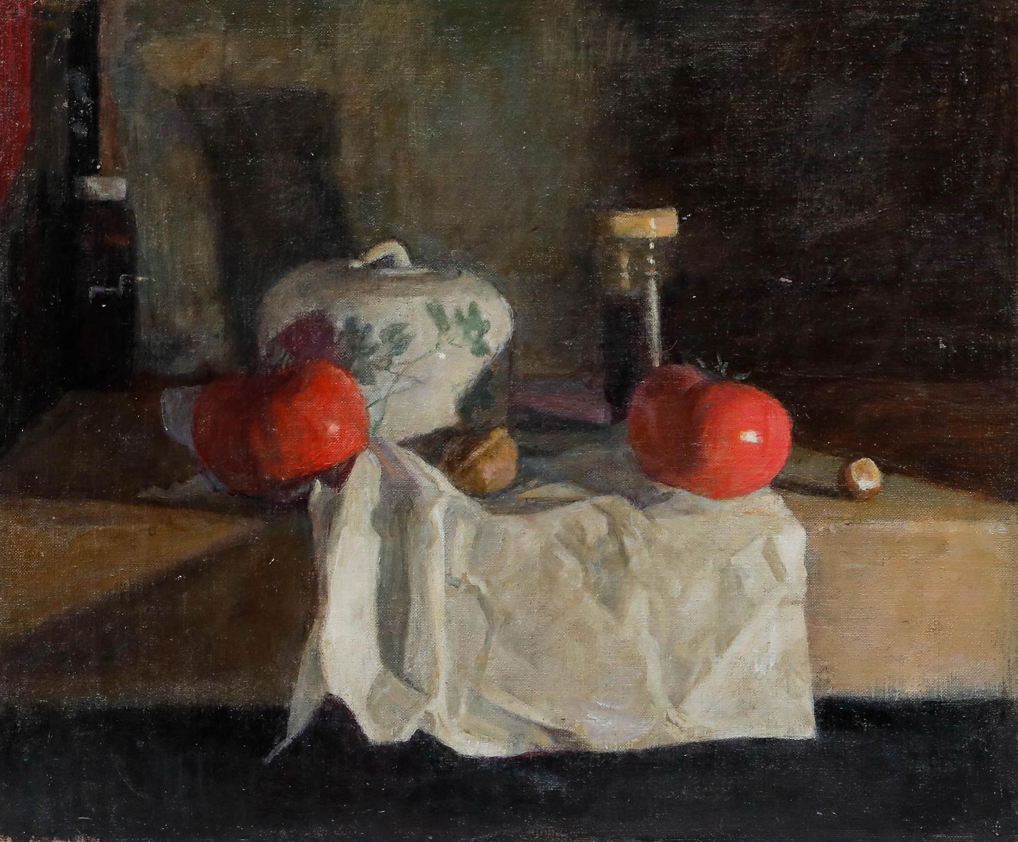 George Weissbort (1928-2013) - Acrylic, Still Life of Tomatoes & a Sugar Basin For Sale 1