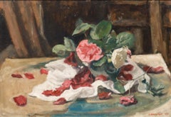 George Weissbort (1928-2013) - Framed 1976 Oil, Still Life of Roses & Petals
