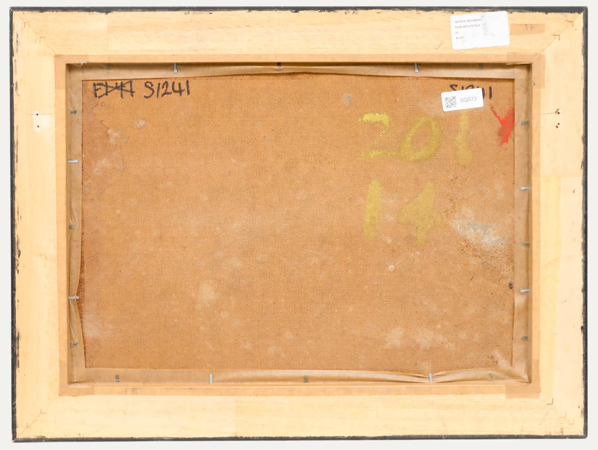 George Weissbort (1928-2013) - Gerahmtes Öl von 1976, Stilleben mit Rosen und Blütenblättern im Angebot 2