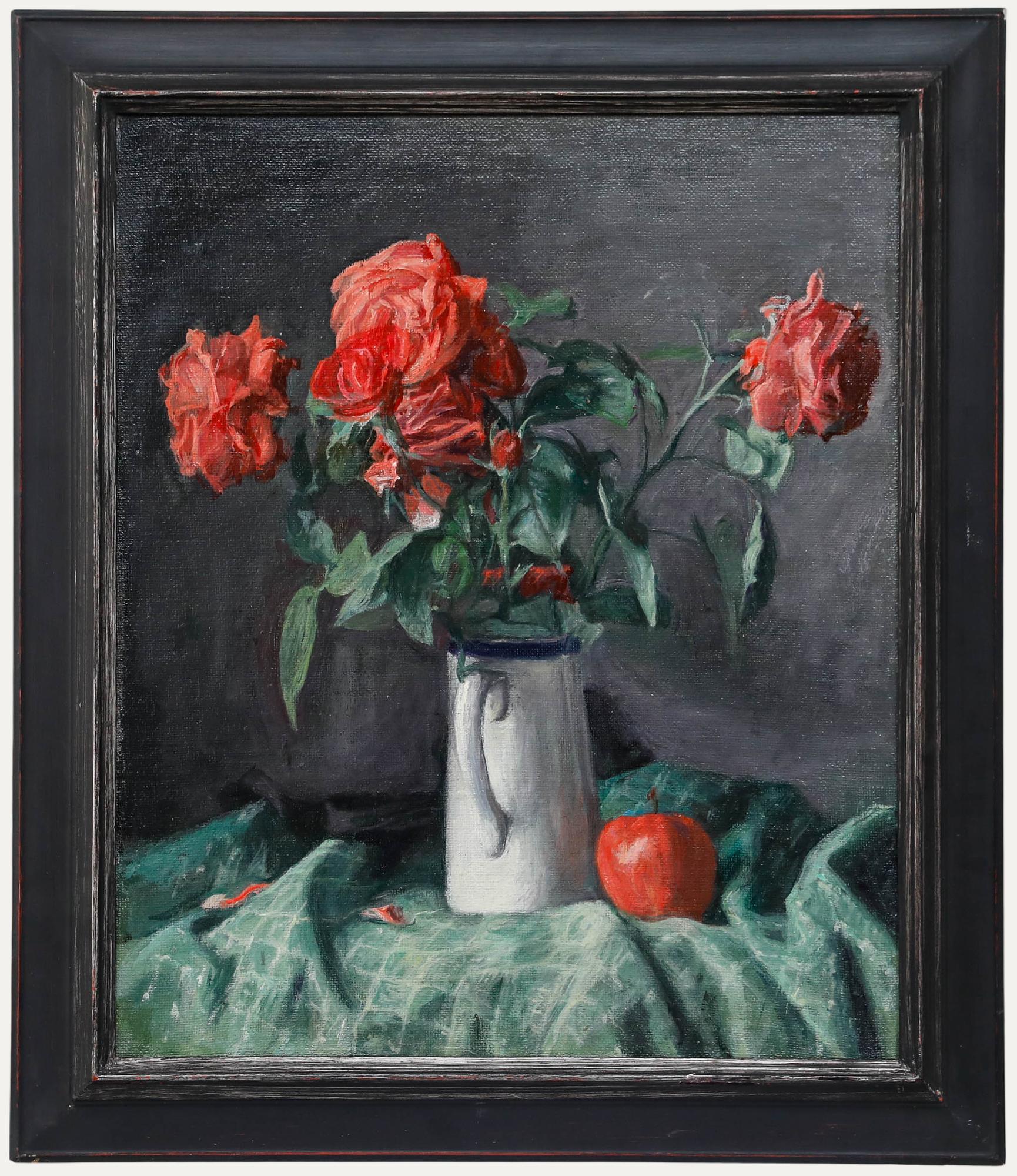 George Weissbort (1928-2013) - Gerahmtes Ölgemälde des 20. Jahrhunderts, Ein Krug mit roten Rosen