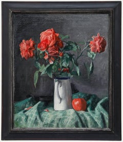 George Weissbort (1928-2013) - Huile du 20e siècle encadrée, une cruche de roses rouges