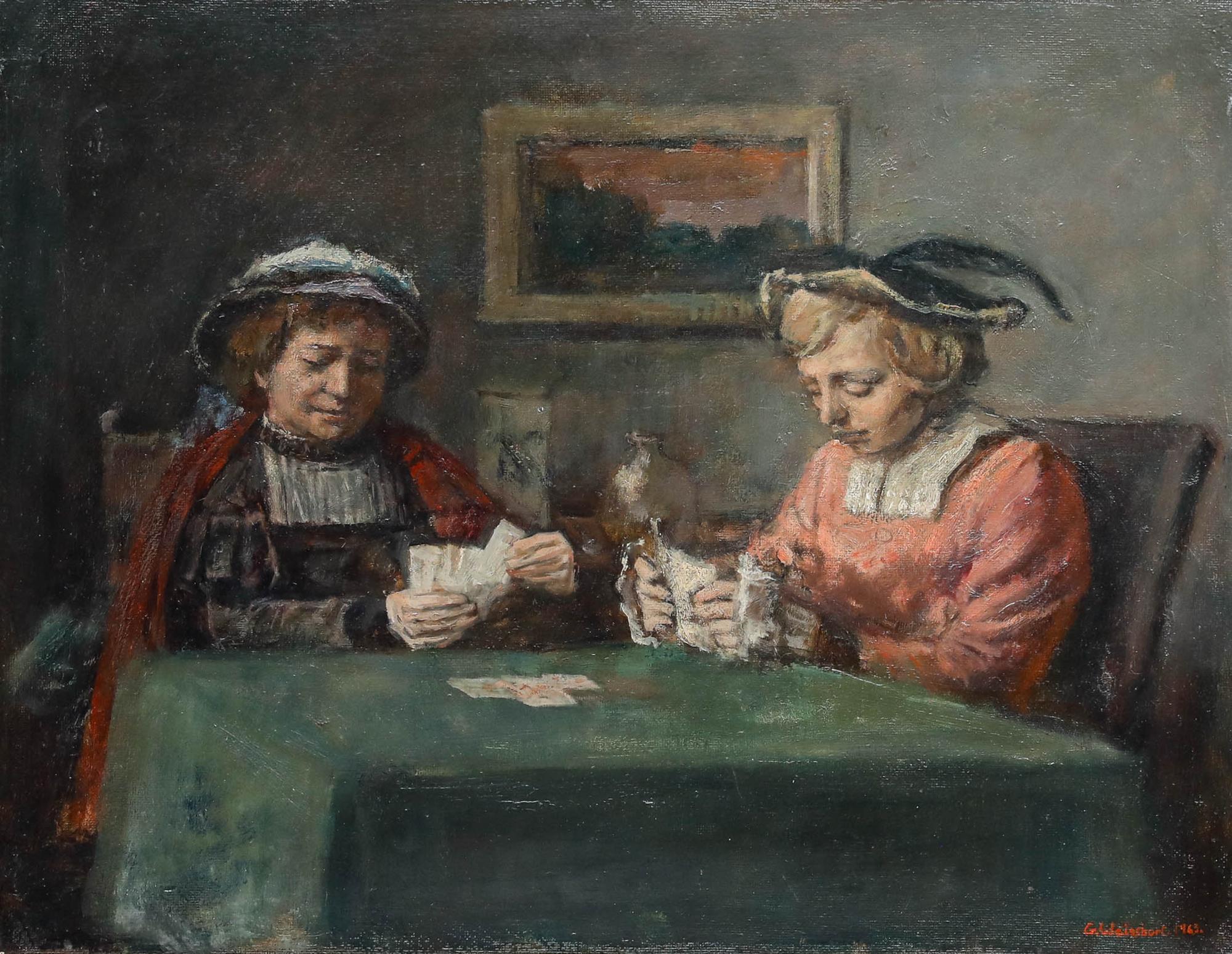 George Weissbort (1928-2013) - Framed 20th Century Oil, A Ladies Game of Cards For Sale 1