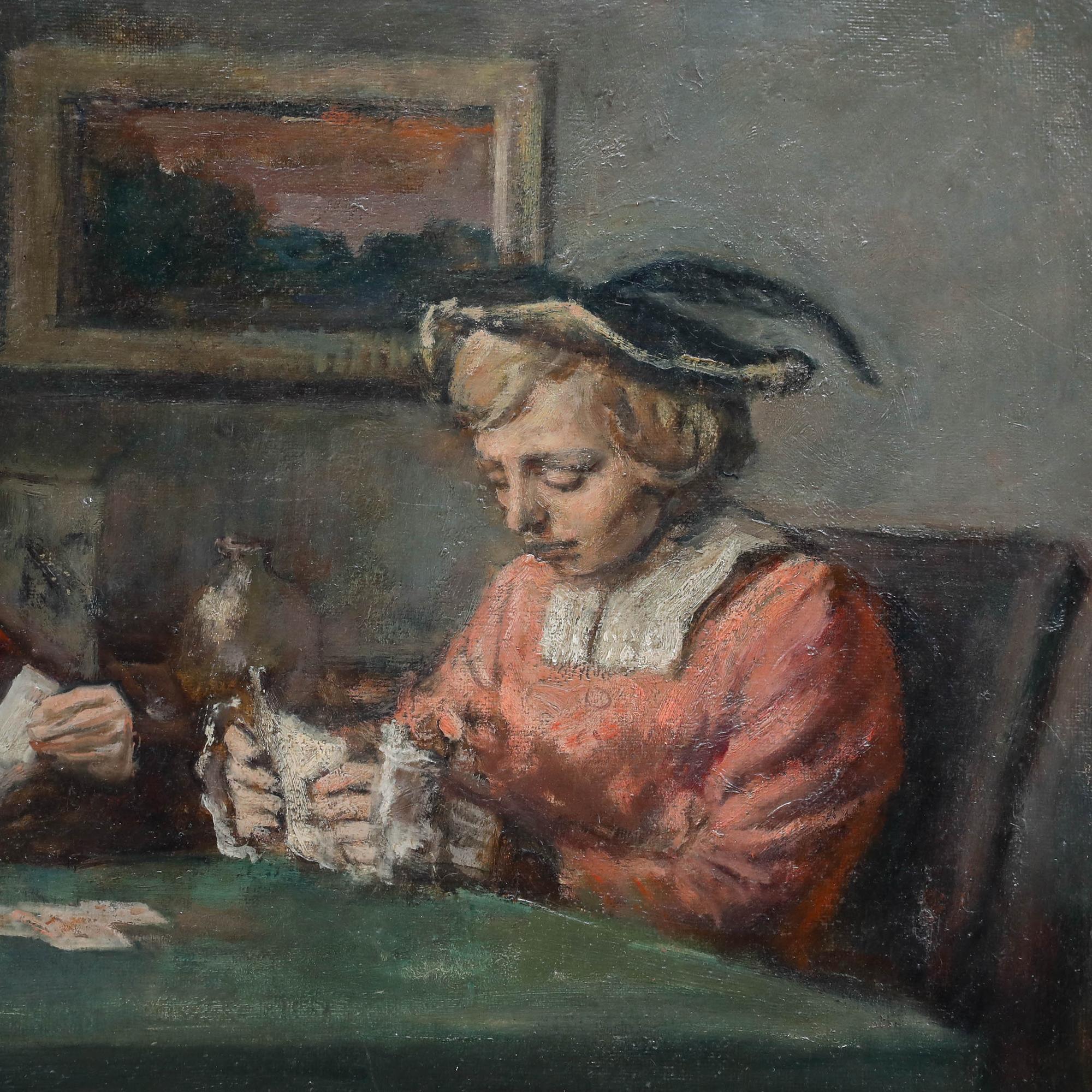 George Weissbort (1928-2013) - Framed 20th Century Oil, A Ladies Game of Cards For Sale 3