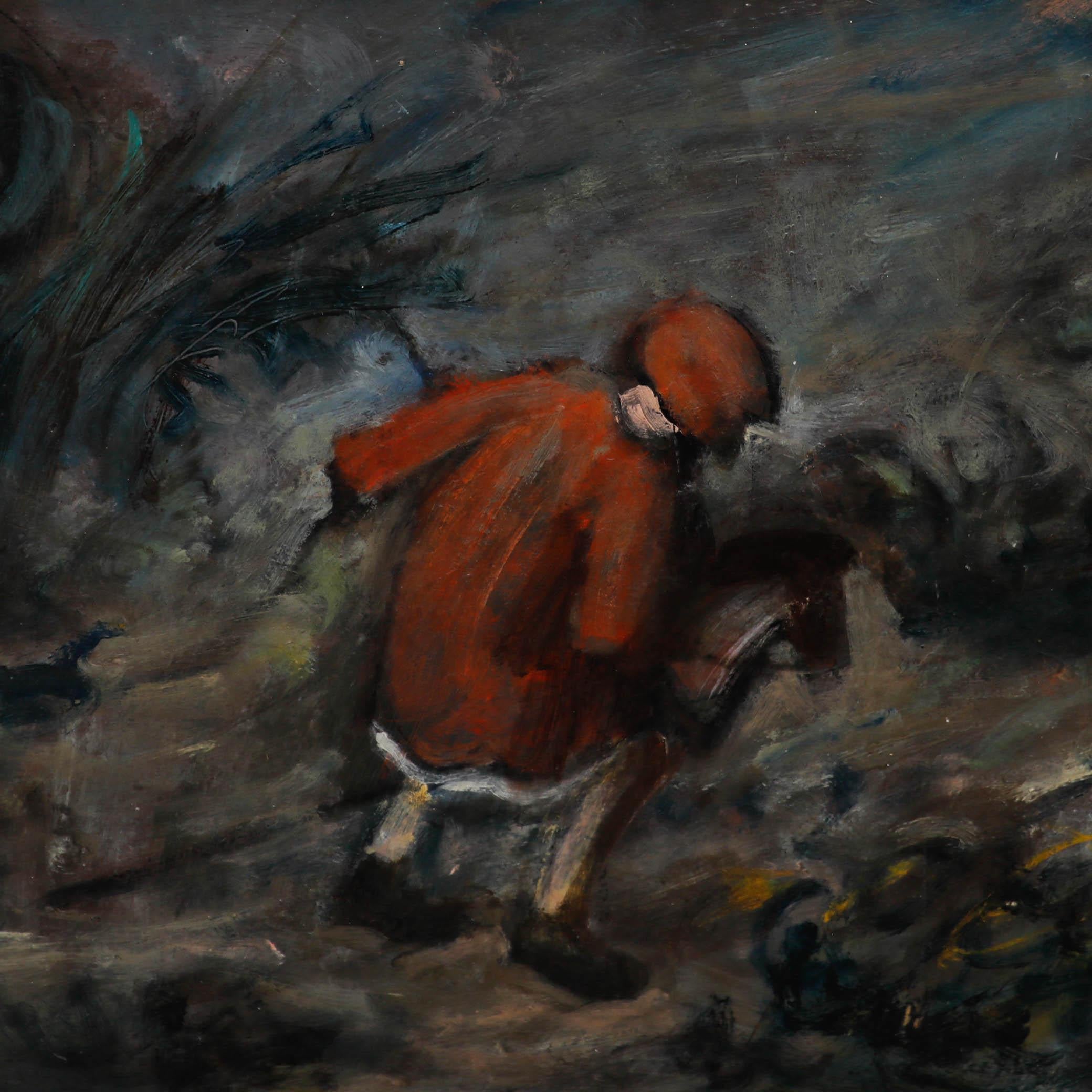 George Weissbort (1928-2013) - Olio del XX secolo incorniciato, Bambino con cavallo da passeggio in vendita 3