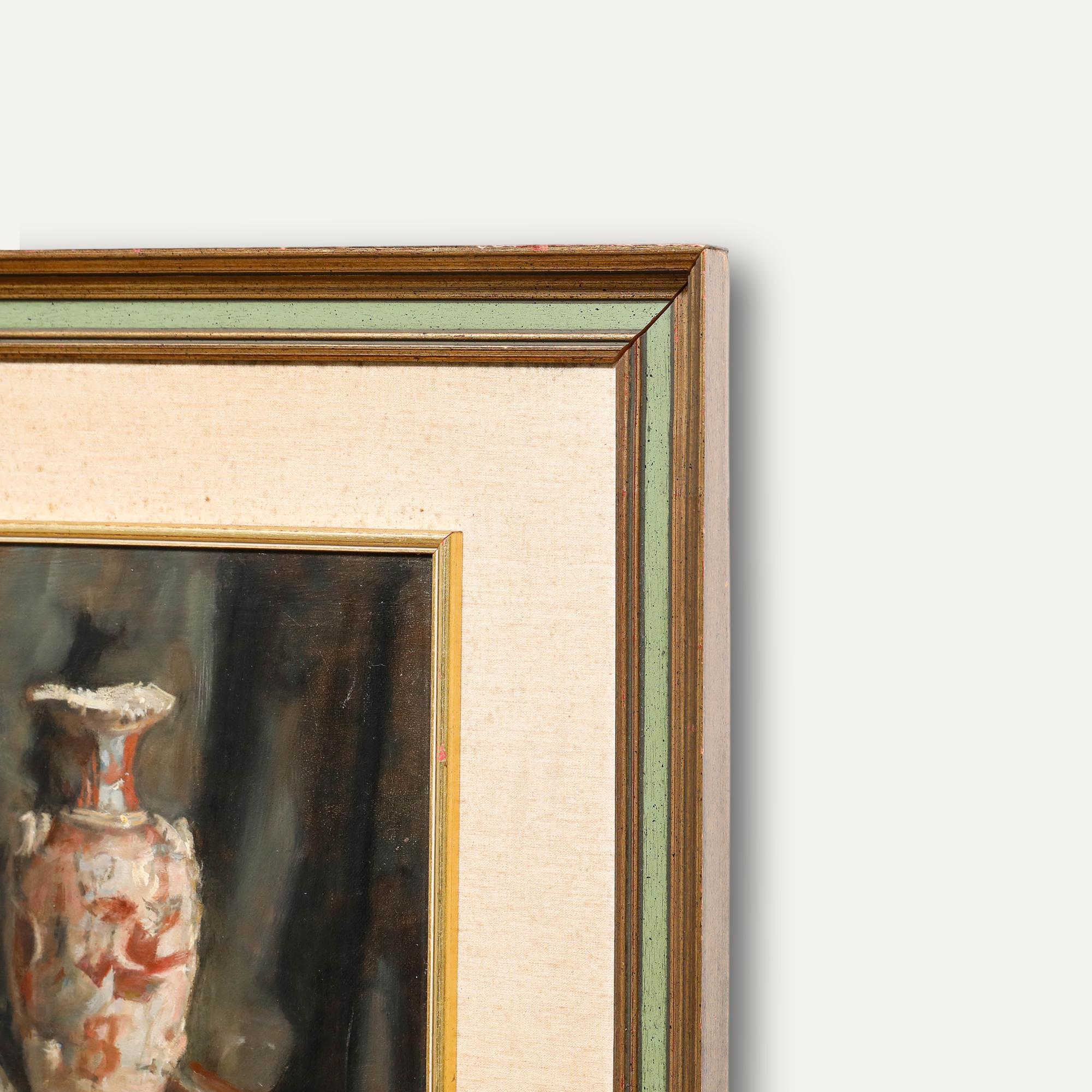 George Weissbort (1928-2013)- Gerahmtes Öl des 20. Jahrhunderts, Chinesische Vase mit Blumen im Angebot 3