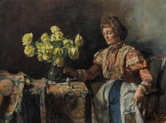 George Weissbort (1928-2013) - Framed 20th Century Oil, Lady with Yellow Roses