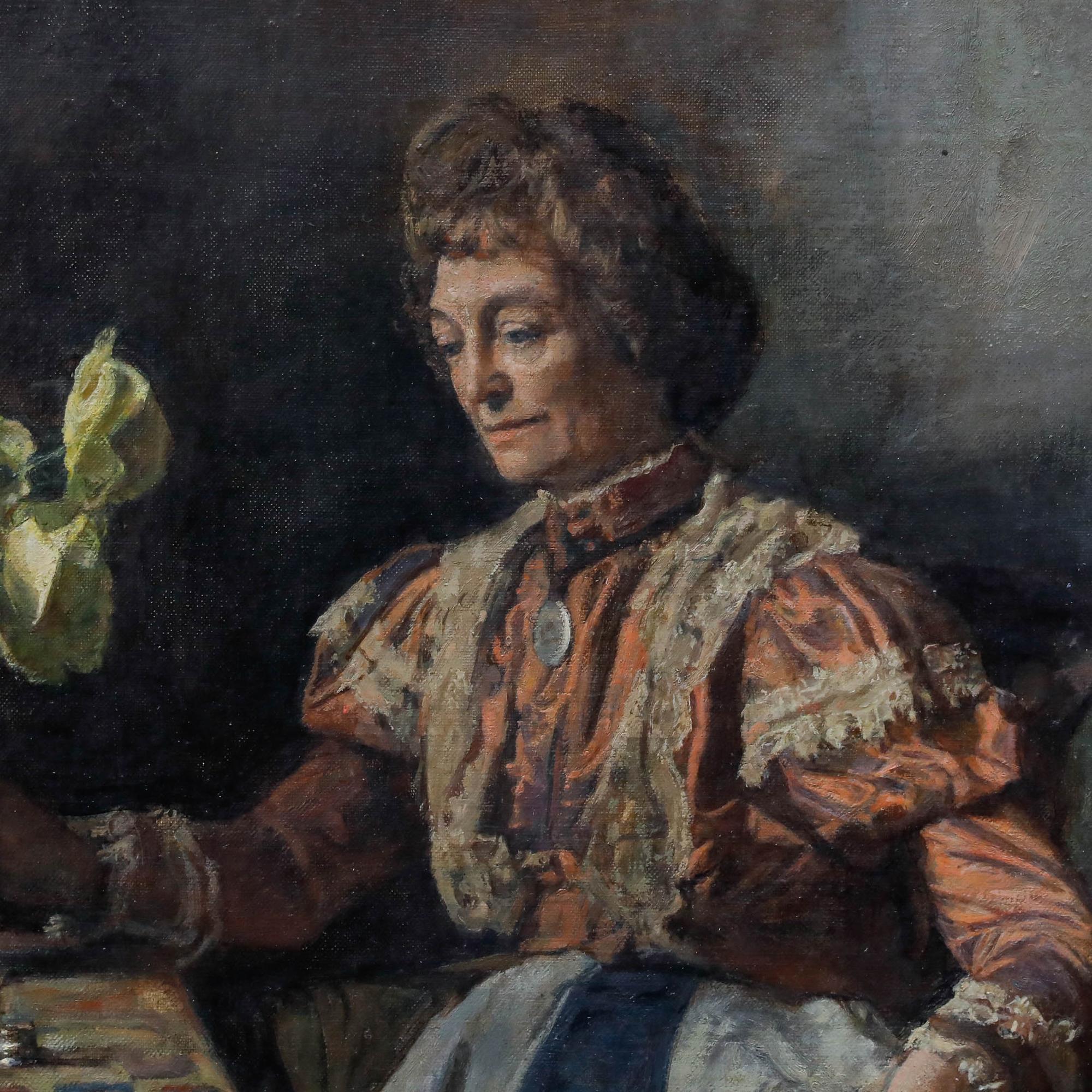 George Weissbort (1928-2013) - Gerahmtes Ölgemälde des 20. Jahrhunderts, Dame mit gelben Rosen im Angebot 3