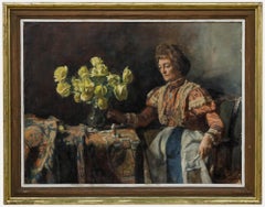 George Weissbort (1928-2013) - Gerahmtes Ölgemälde des 20. Jahrhunderts, Dame mit gelben Rosen