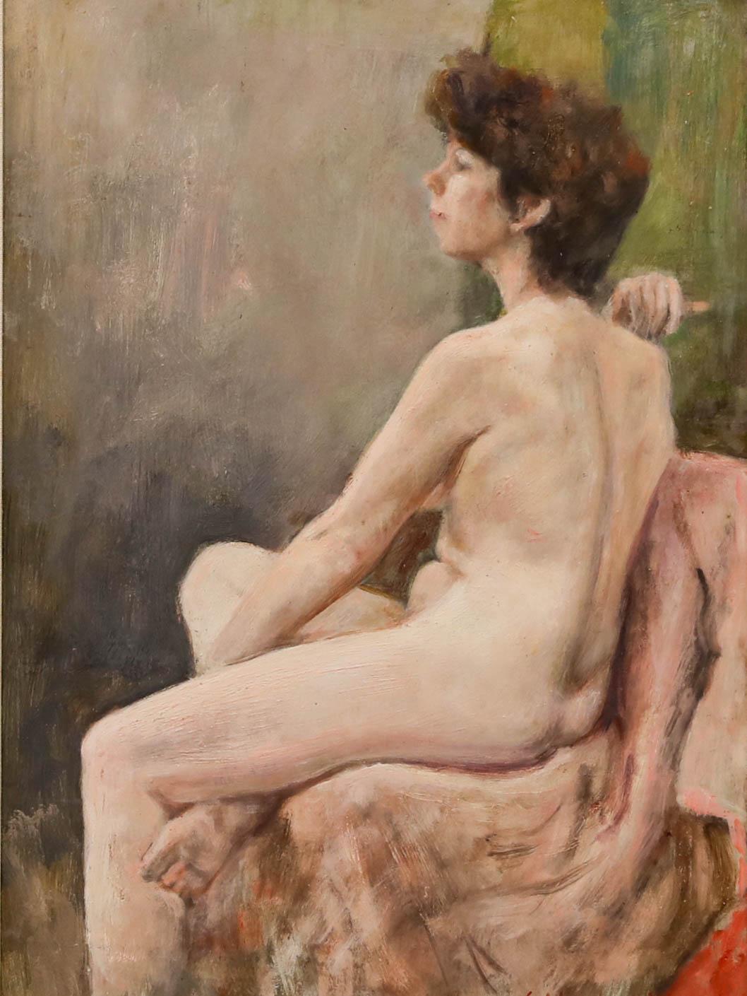 George Weissbort (1928-2013) - Framed 20th Century Oil, Nude in Profile For Sale 1