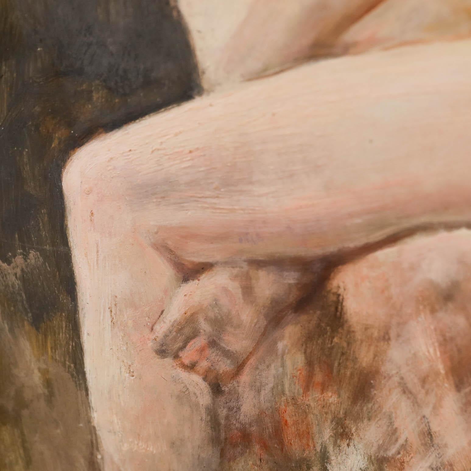 George Weissbort (1928-2013) - Framed 20th Century Oil, Nude in Profile For Sale 3