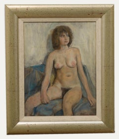 George Weissbort (1928-2013) - Framed 20th Century Oil, Nude on Blue Drape