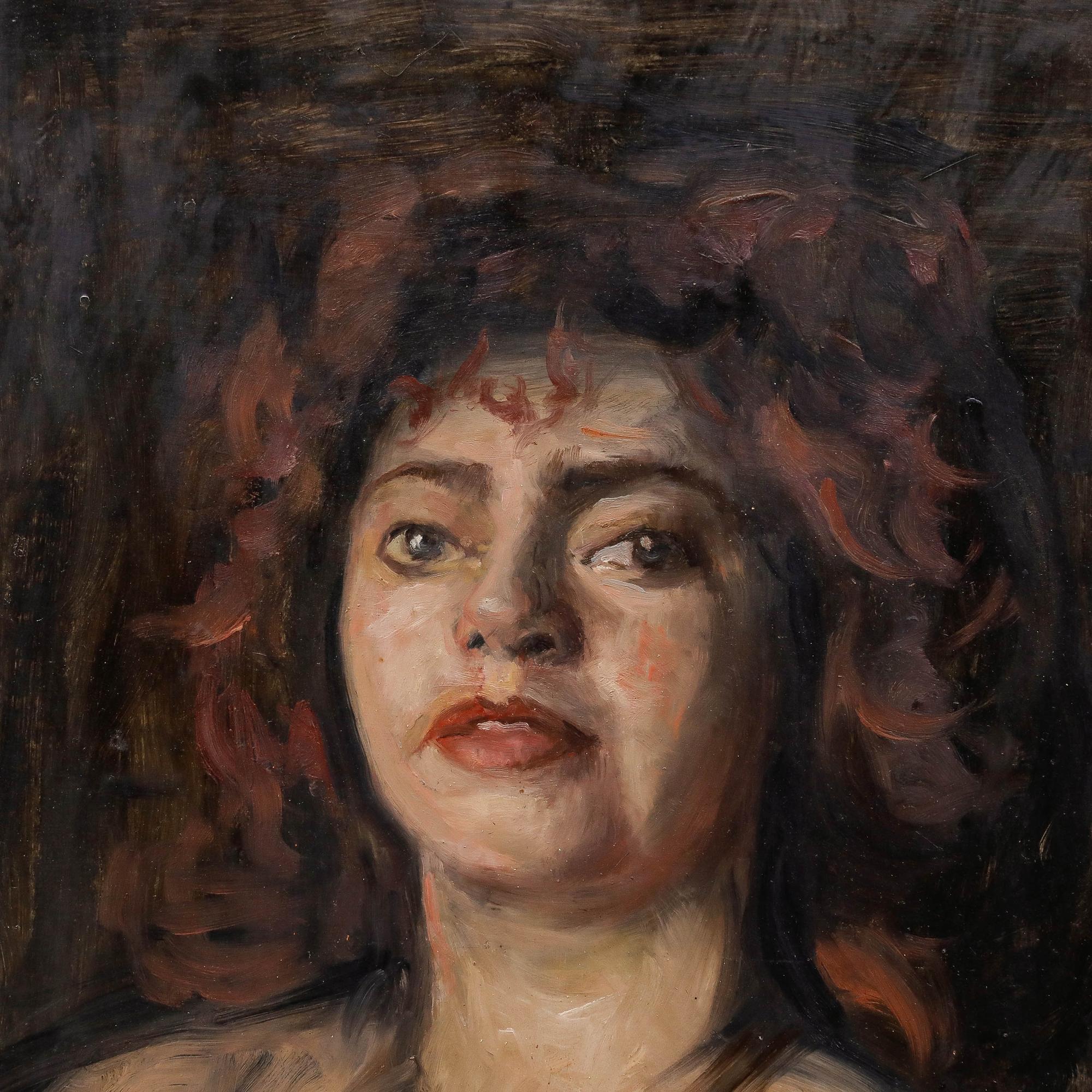 George Weissbort (1928-2013) - Gerahmtes Öl, Dame im schwarzen Mieder im Angebot 3