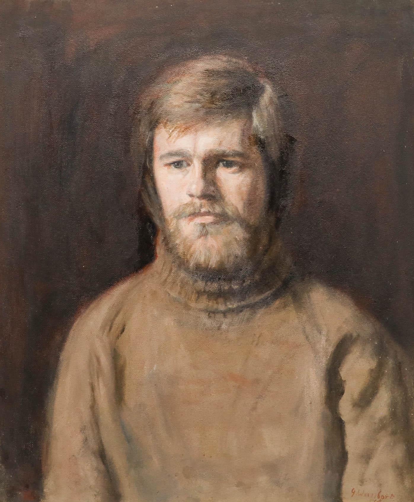 George Weissbort (1928-2013) - Gerahmtes Öl, Mann im Rollkragenpullover im Angebot 1