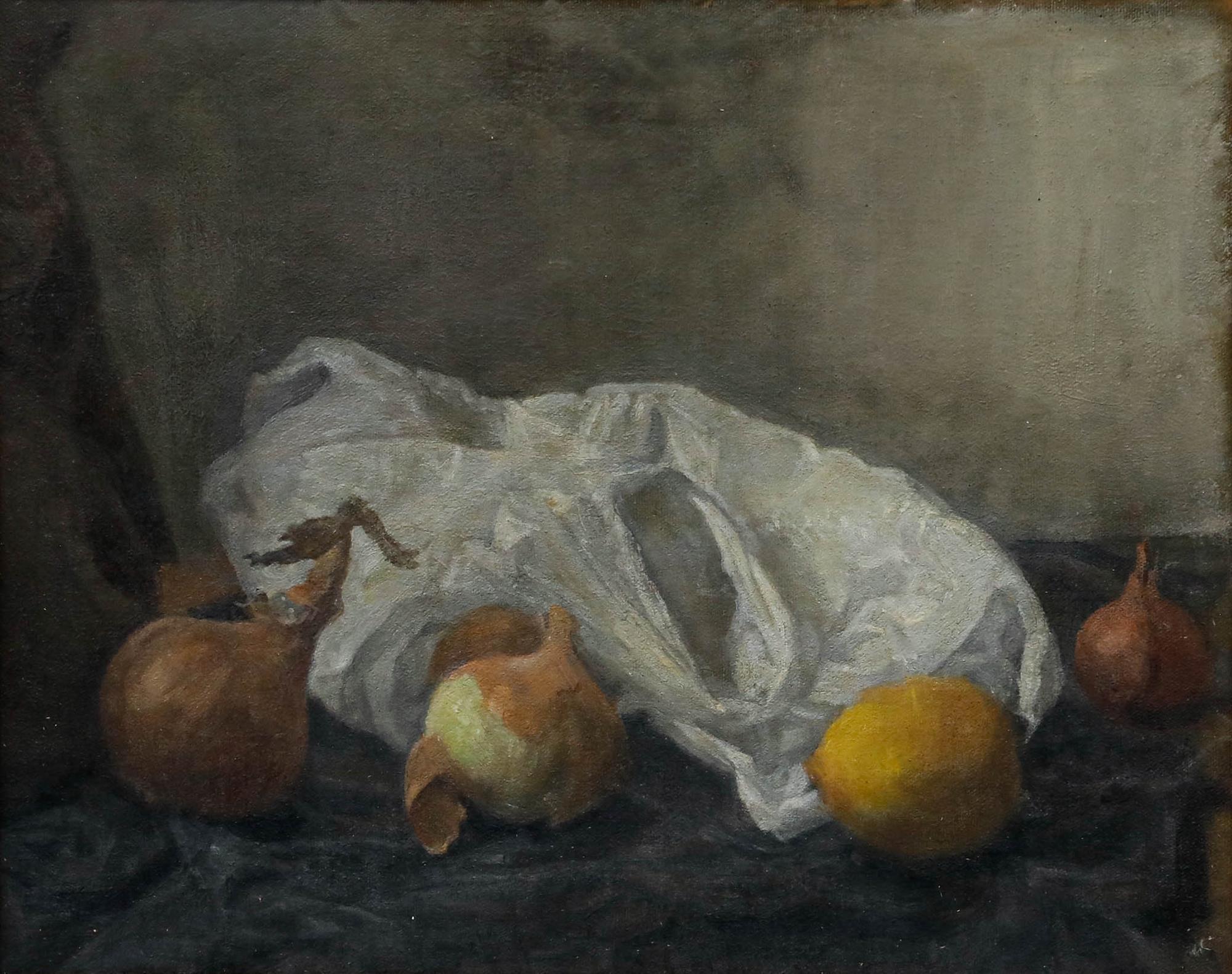 George Weissbort (1928-2013) - Framed Oil, Still Life of Onions & a Lemon For Sale 1