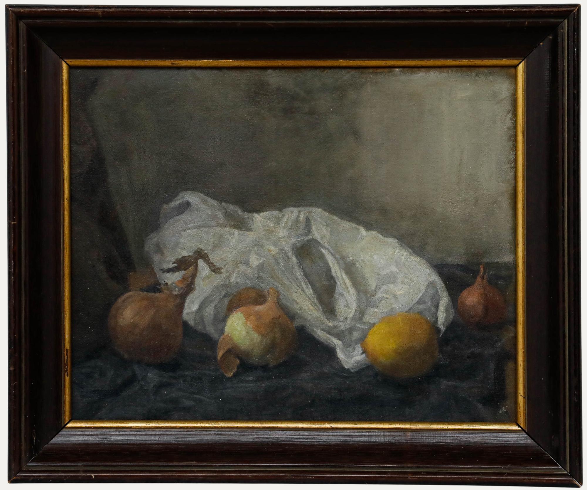 George Weissbort (1928-2013) - Huile encadrée, Nature morte aux oignons et au citron
