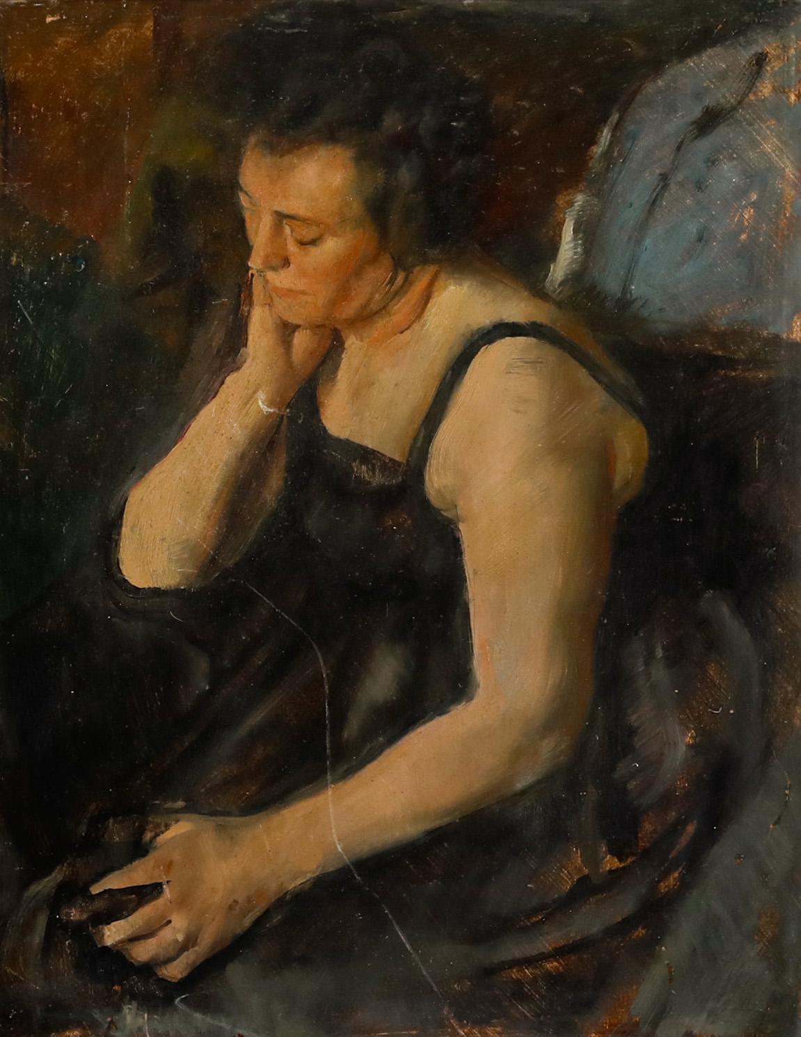 George Weissbort (1928-2013) - Olio della metà del XX secolo, posa contemplativa in vendita 1