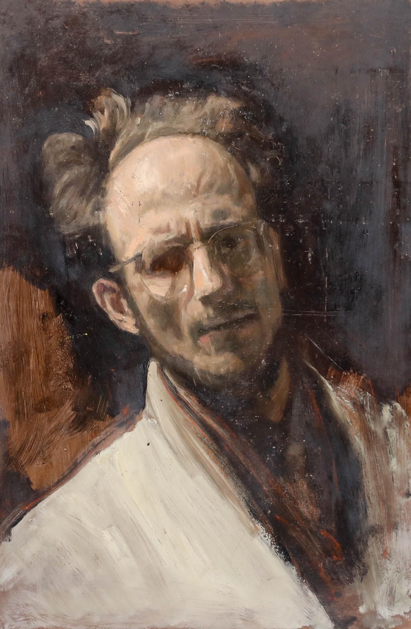 George Weissbort (1928-2013) - Huile du milieu du 20e siècle, autoportrait dynamique en vente 1