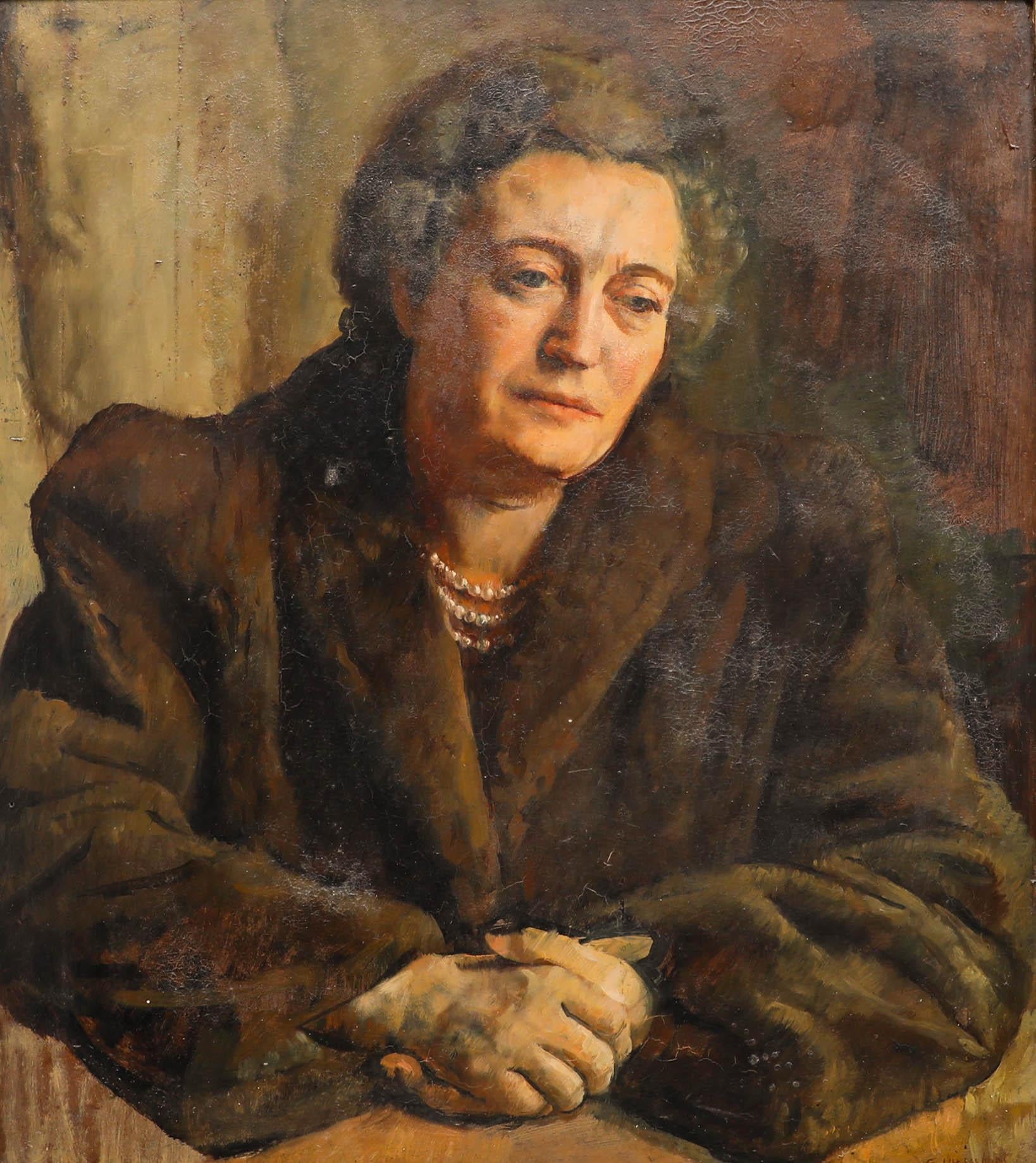 George Weissbort (1928-2013) - Mid 20th Century Oil, Lady in Fur For Sale 1