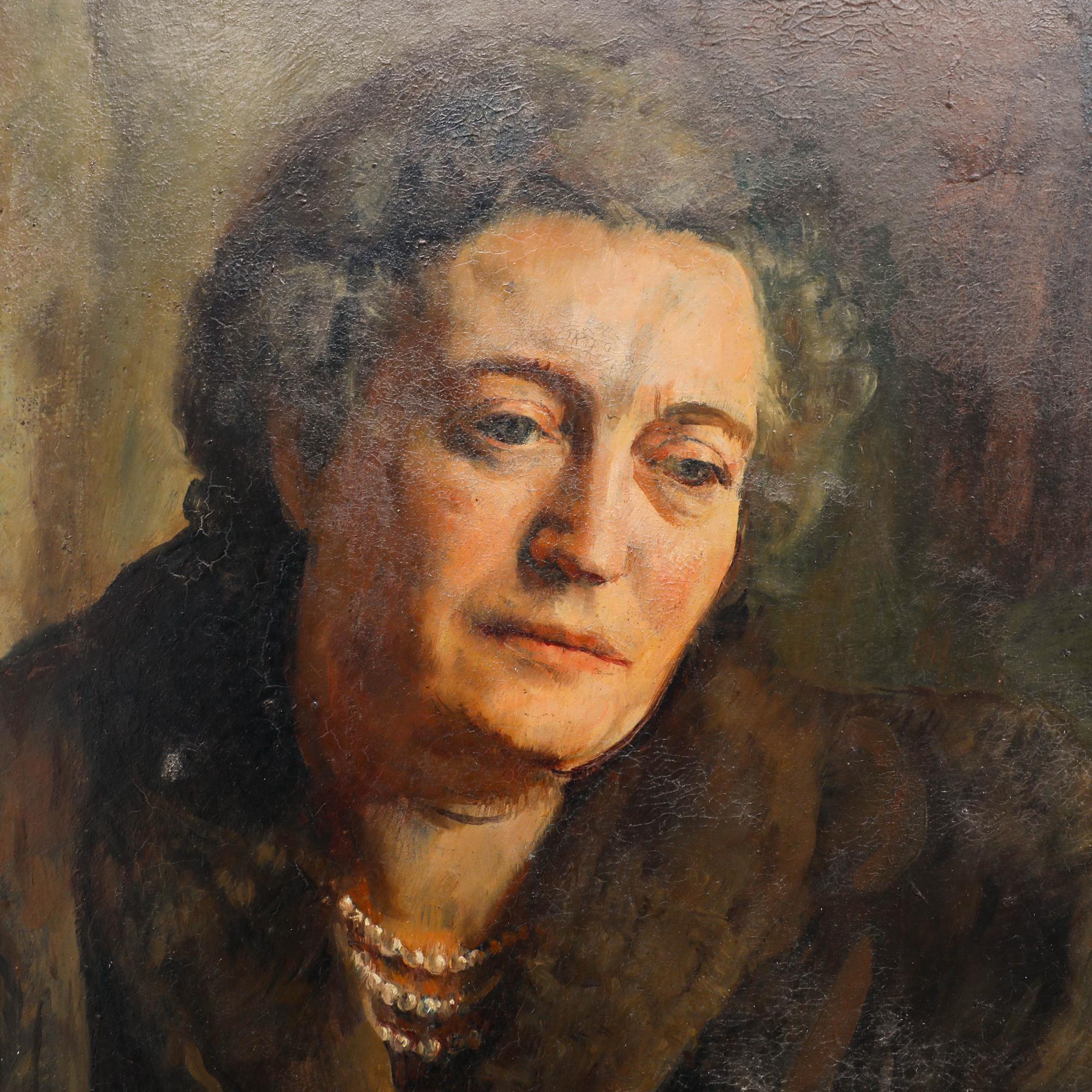 George Weissbort (1928-2013) - Mid 20th Century Oil, Lady in Fur For Sale 3