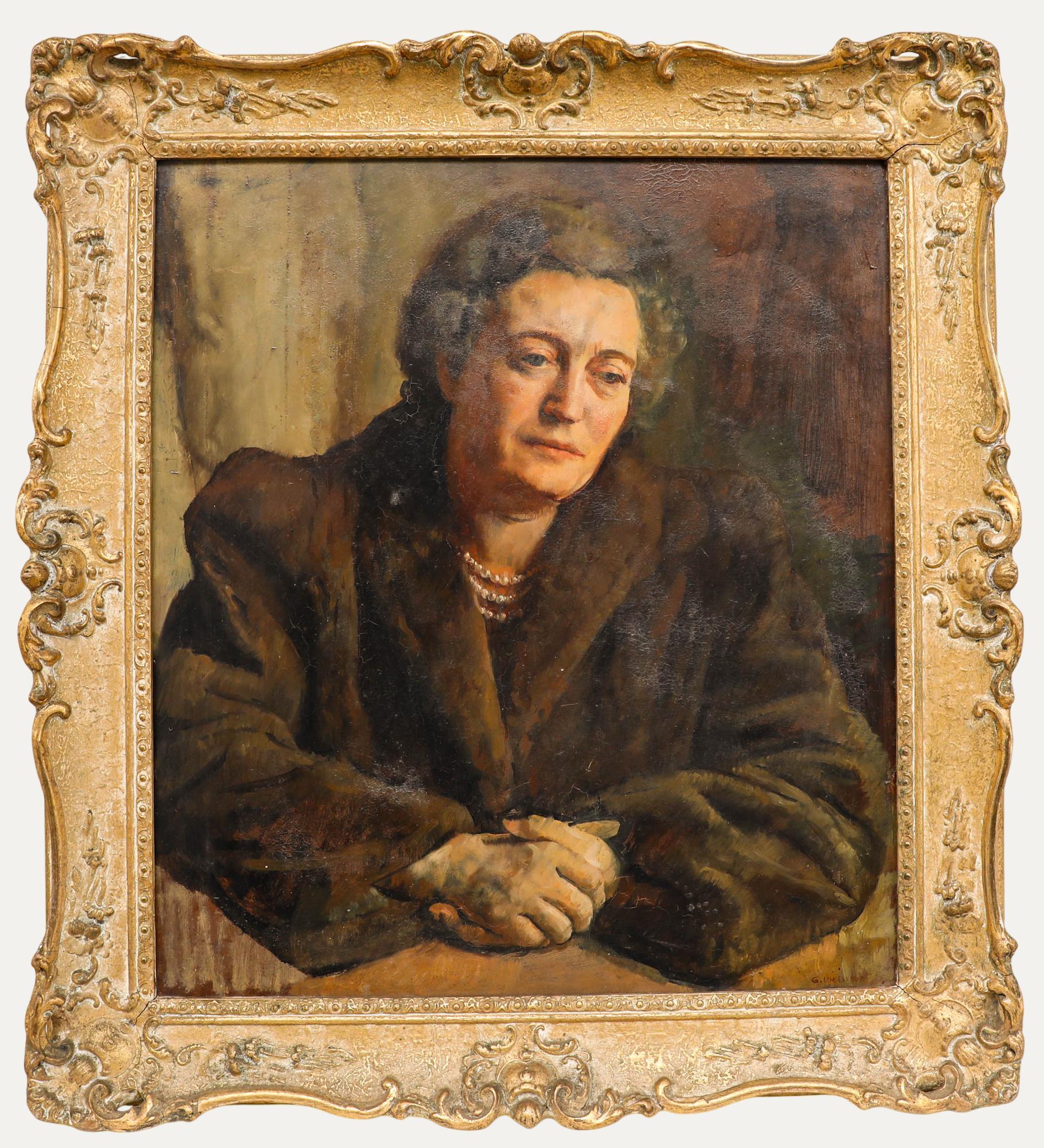 A delightful oil study by the artist George Weissbort (1928-2013). Signed to the lower right. Well presented in a gilt frame with acanthus and shield ornaments. (Provenance: Studio Sale, George Weissbort). On board. 