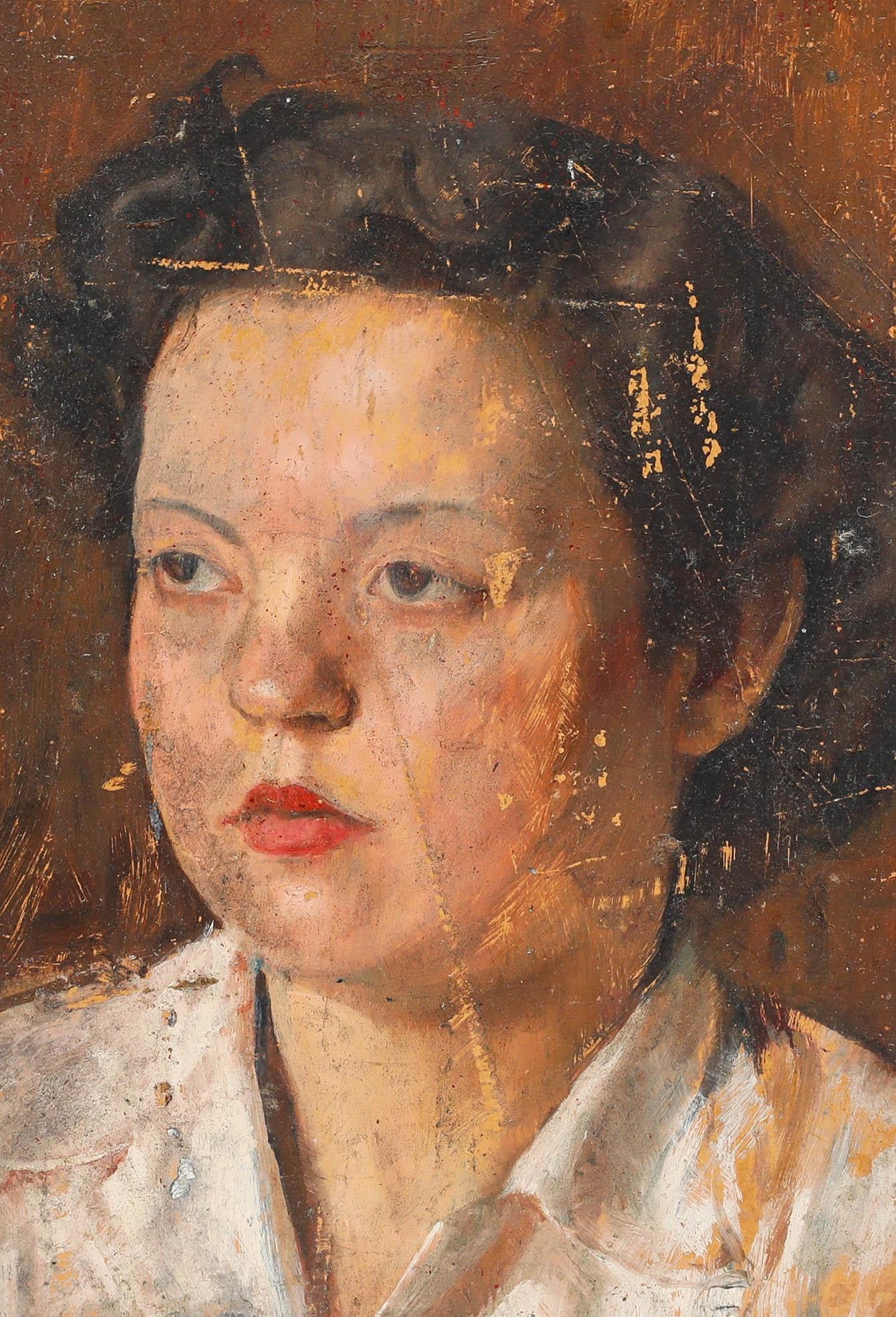 George Weissbort (1928-2013) - Mid 20th Century Oil, Lady in White Blouse For Sale 1