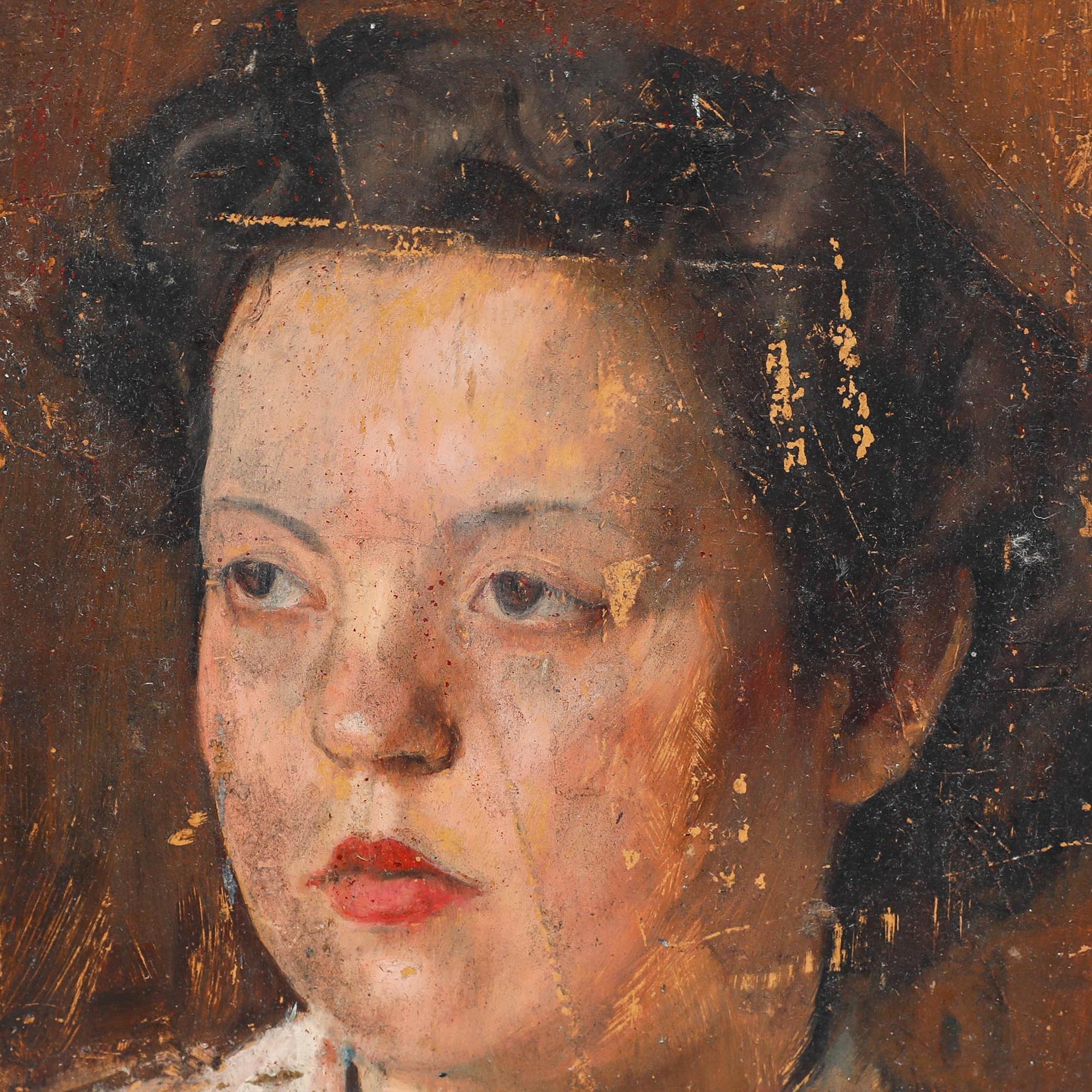 George Weissbort (1928-2013) - Mid 20th Century Oil, Lady in White Blouse For Sale 3