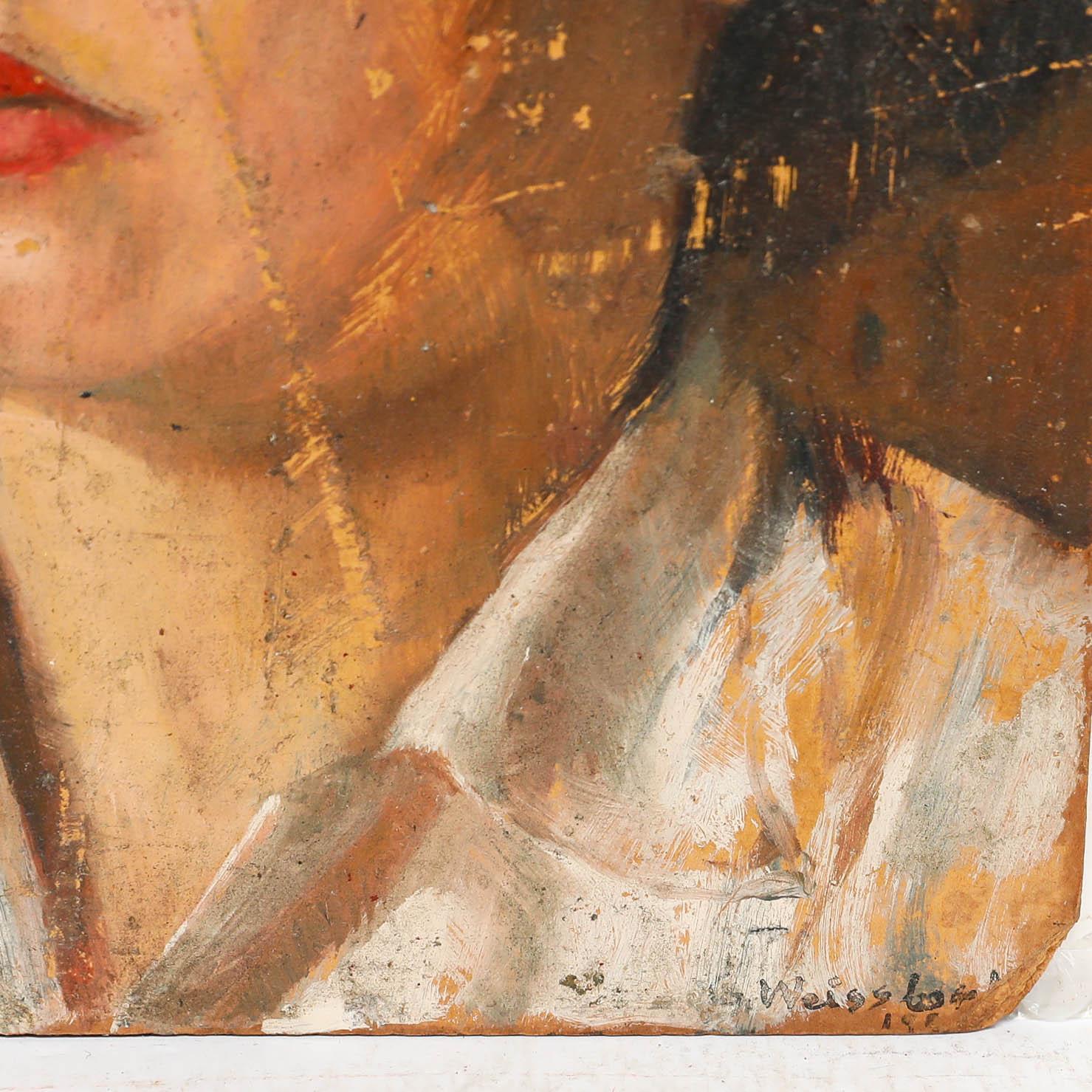 George Weissbort (1928-2013) - Mid 20th Century Oil, Lady in White Blouse For Sale 4
