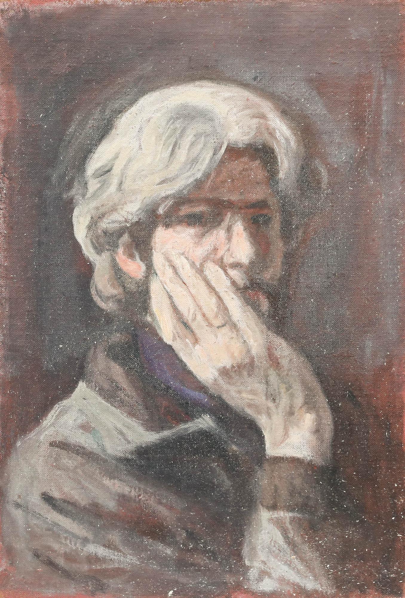 George Weissbort (1928-2013) - Olio della metà del XX secolo, Sguardo pensieroso in vendita 1