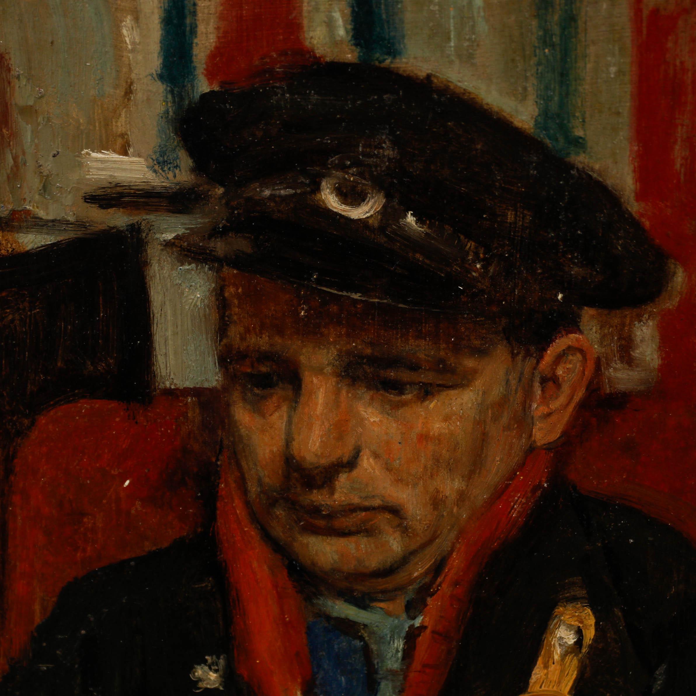 George Weissbort (1928-2013) - Olio della metà del XX secolo, Il conduttore di autobus di Londra in vendita 4