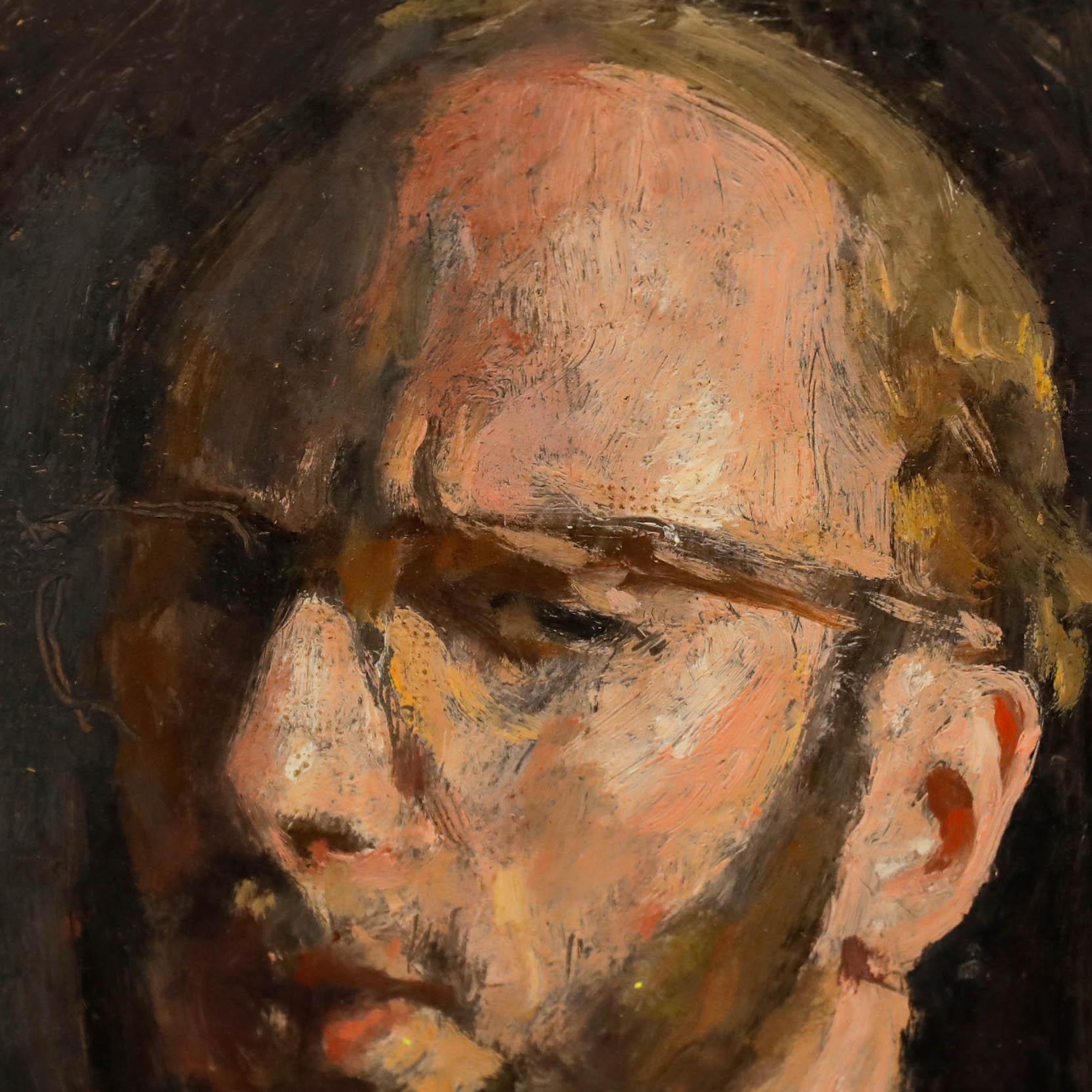 George Weissbort (1928-2013) - Öl, Zeitgenössisches Selbstporträt in Rot im Angebot 4