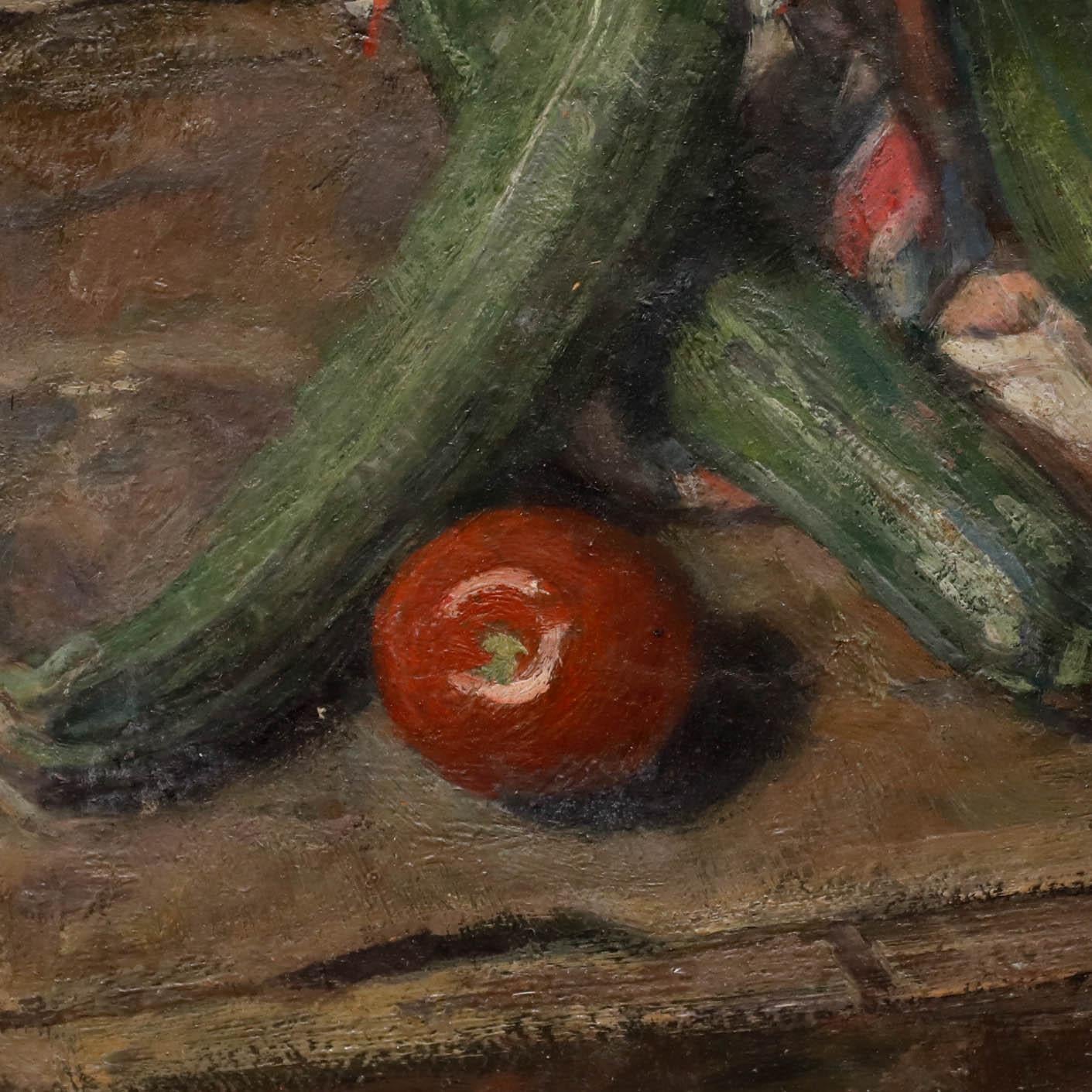 George Weissbort (1928-2013) - Óleo, Naturaleza muerta de tomates y corguettes en venta 4