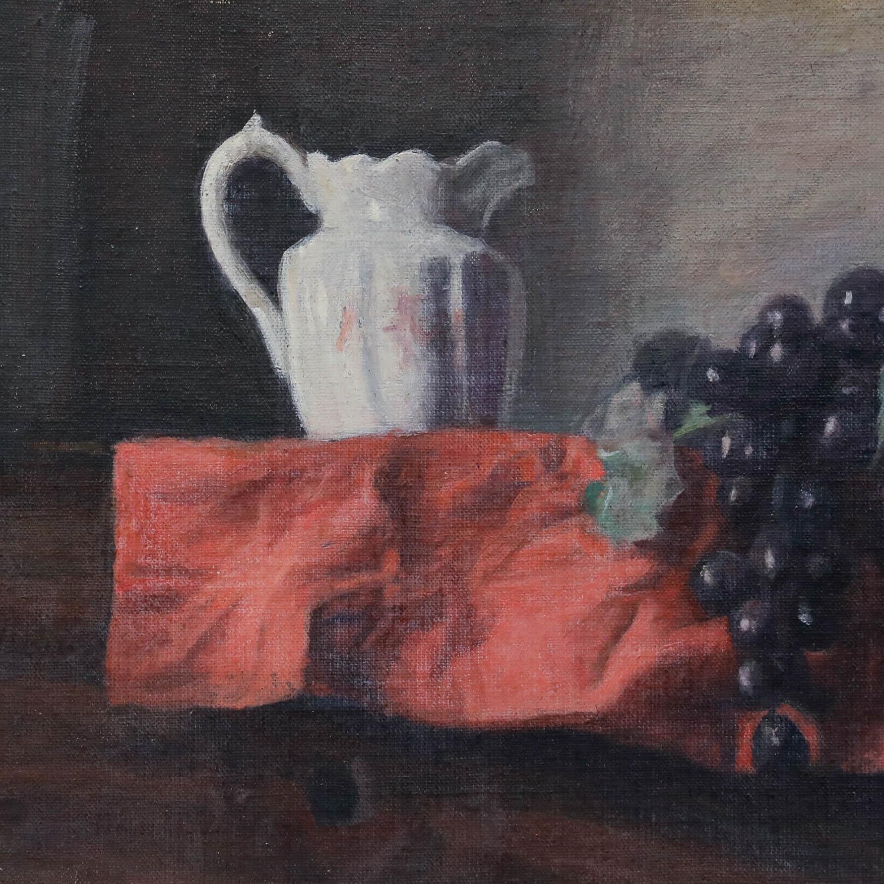George Weissbort (1928-2013) - Öl, Stillleben mit weißem Krug und Trauben im Angebot 3