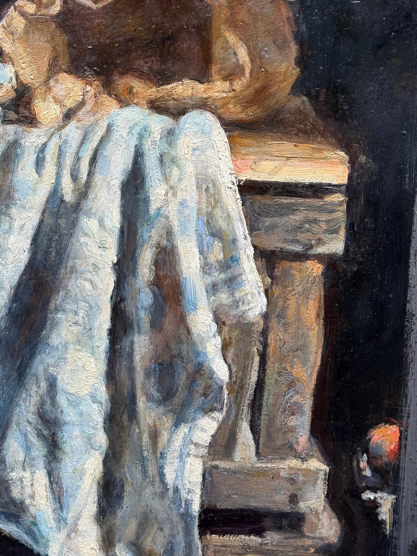 Impressionist still life Interior, Blanket, Nuts, Ceramics, bookcase, mushrooms For Sale 3