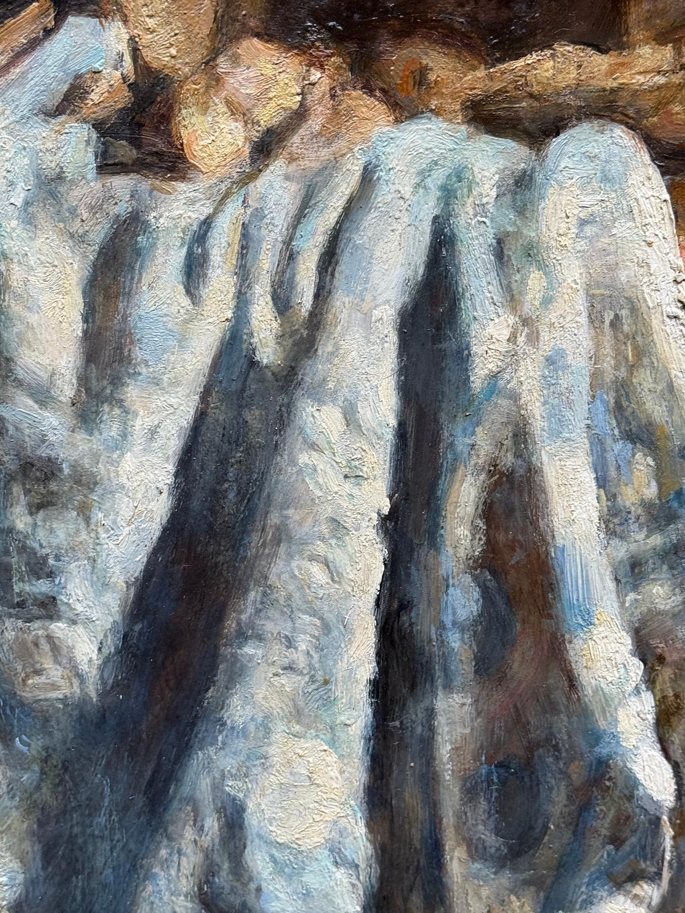 Impressionist still life Interior, Blanket, Nuts, Ceramics, bookcase, mushrooms For Sale 4