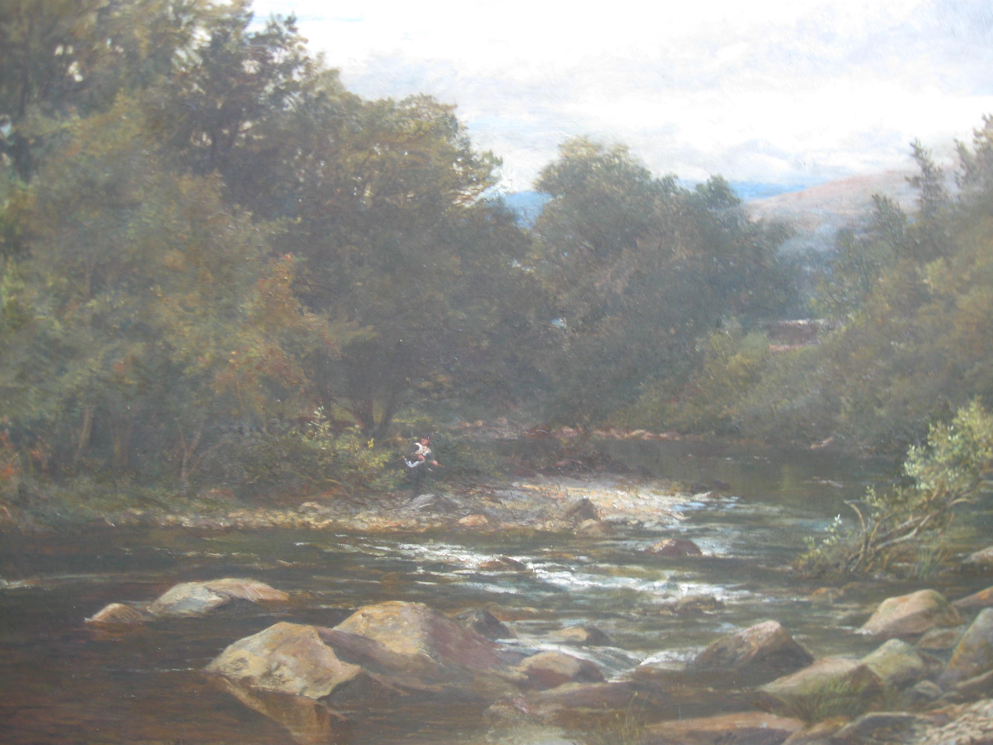 George Wells R.C.A. (1842-1888) fl. 'Bend in The River' Large Museum oil 1890 2
