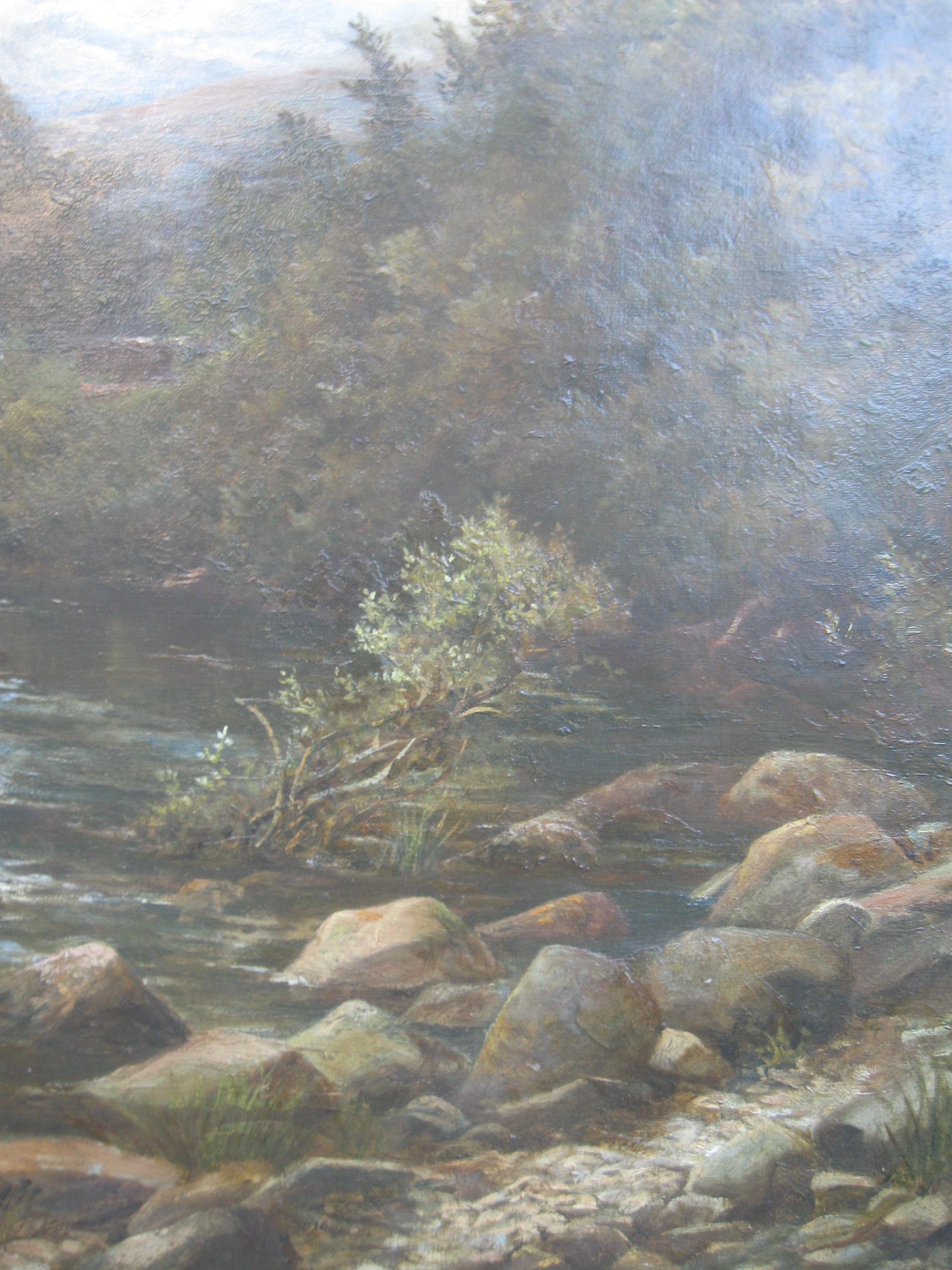 George Wells R.C.A. (1842-1888) fl. 'Bend in The River' Large Museum oil 1890 5