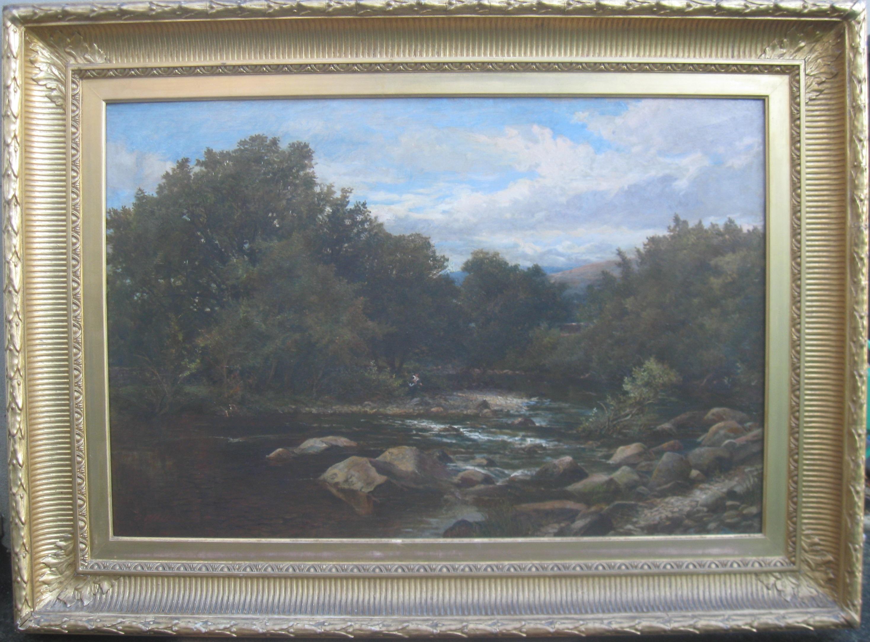 George Wells R.C.A. (1842-1888) fl. 'Bend in The River' Large Museum oil 1890
