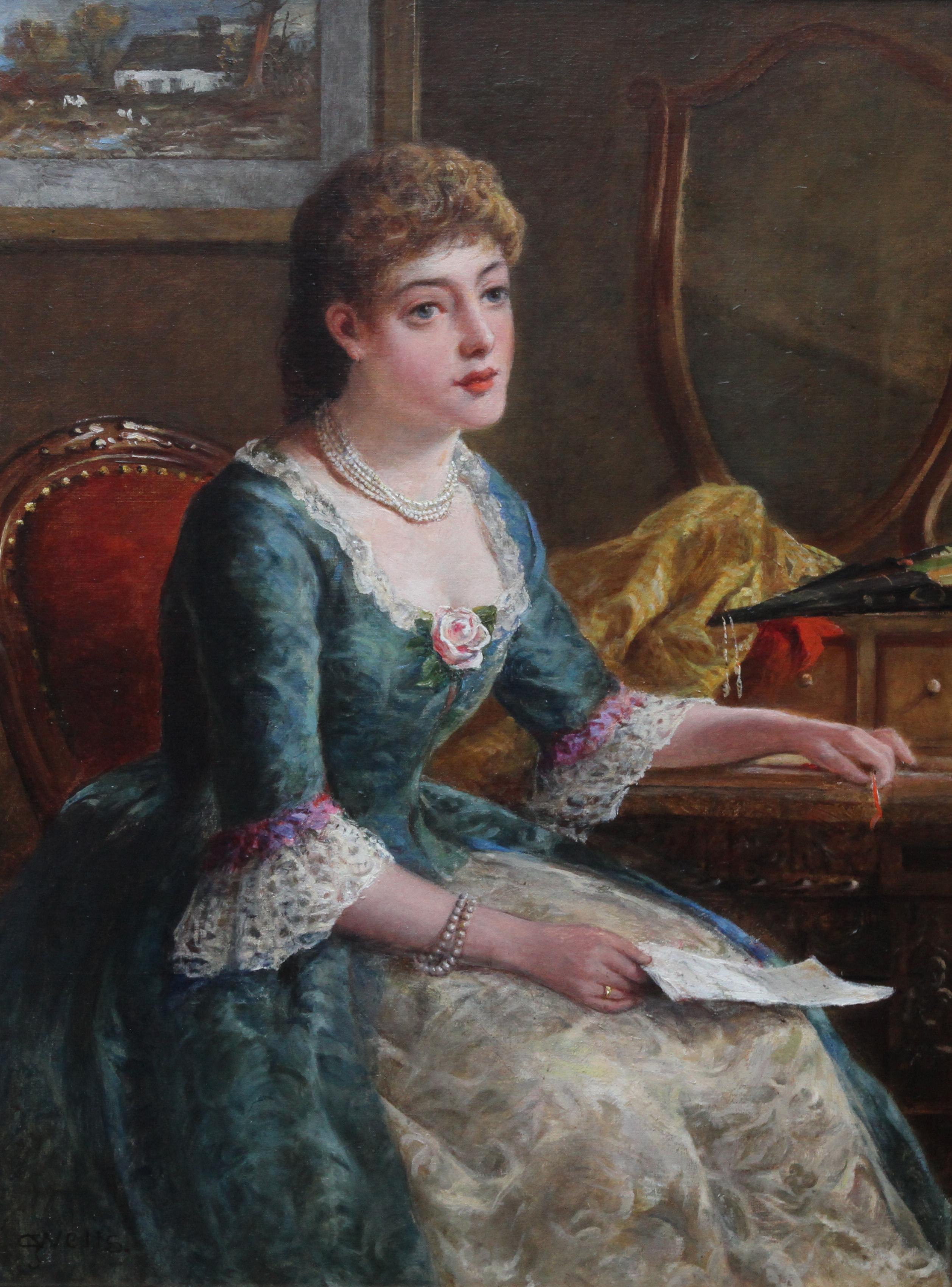 Portrait de Chlorinda avec lettre - Art britannique - Peinture à l'huile de genre victorien  - Painting de George Wells