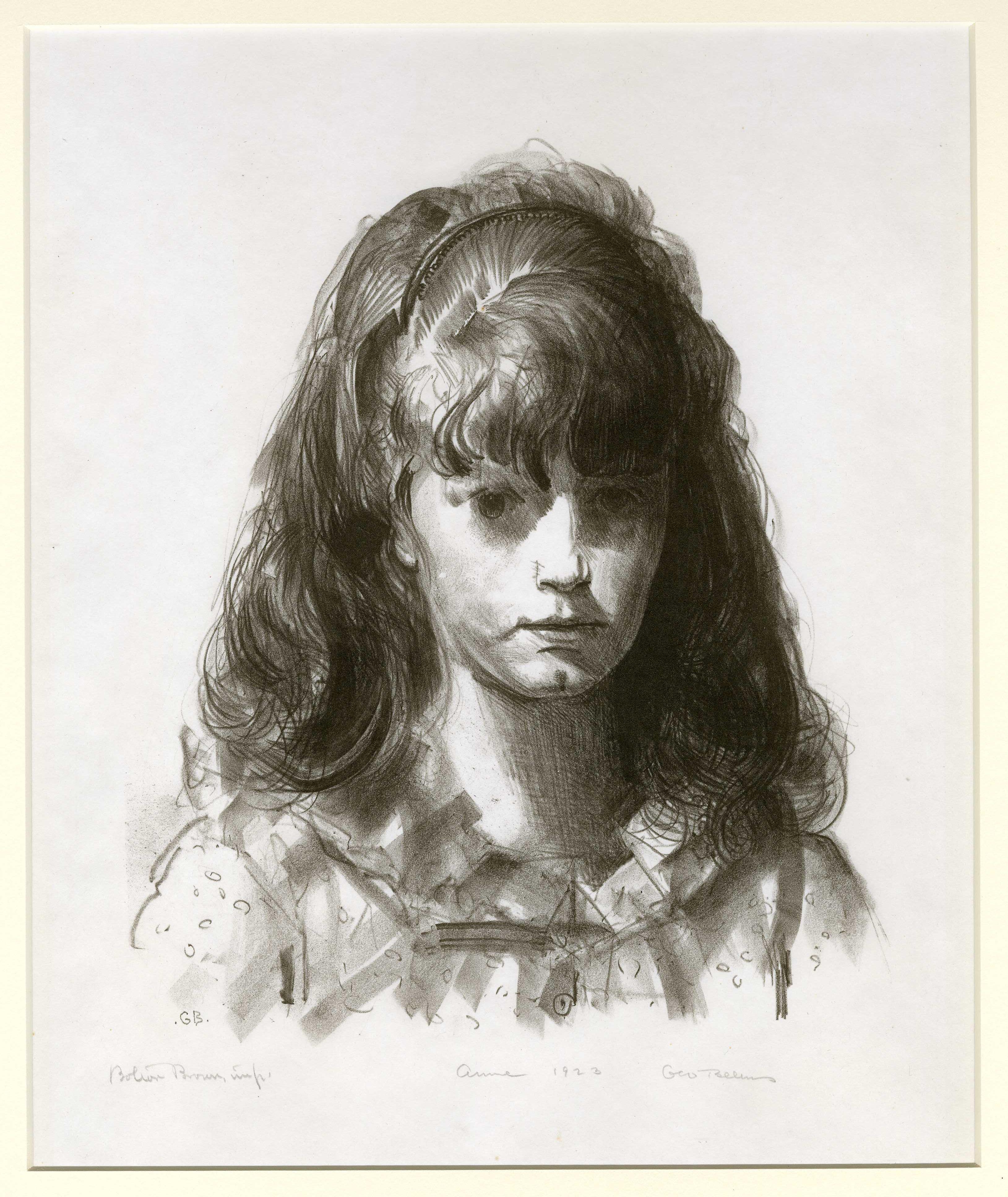 Figurative Print George Wesley Bellows - Portrait « Ashcan » américain de la fille de l'artiste, 1921, George Bellows